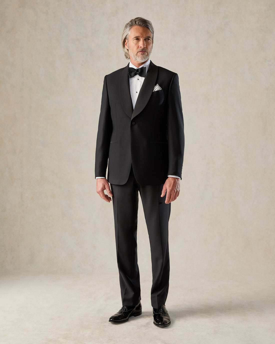 Shelford Black Wool Mohair Barathea Shawl Lapel Dinner Suit