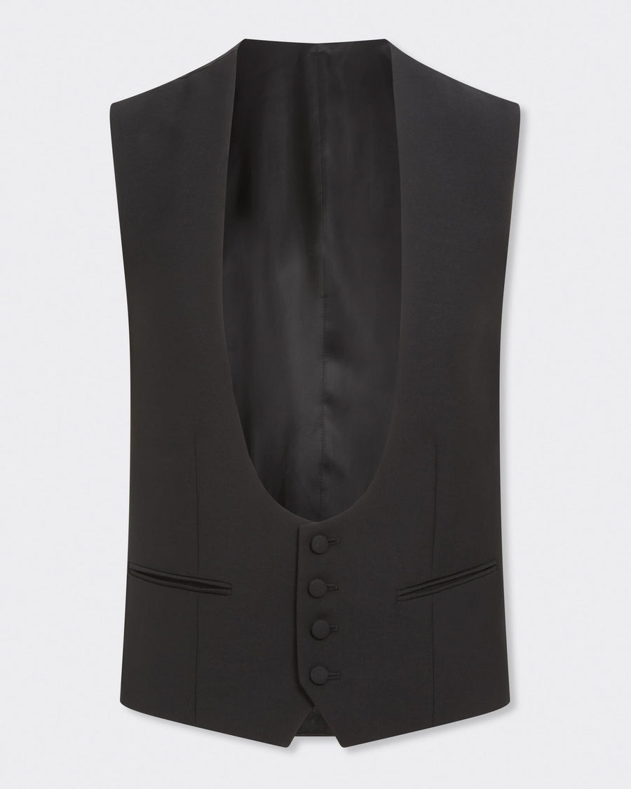 Weldon Wool Mohair Barathea Horseshoe Vest Navy