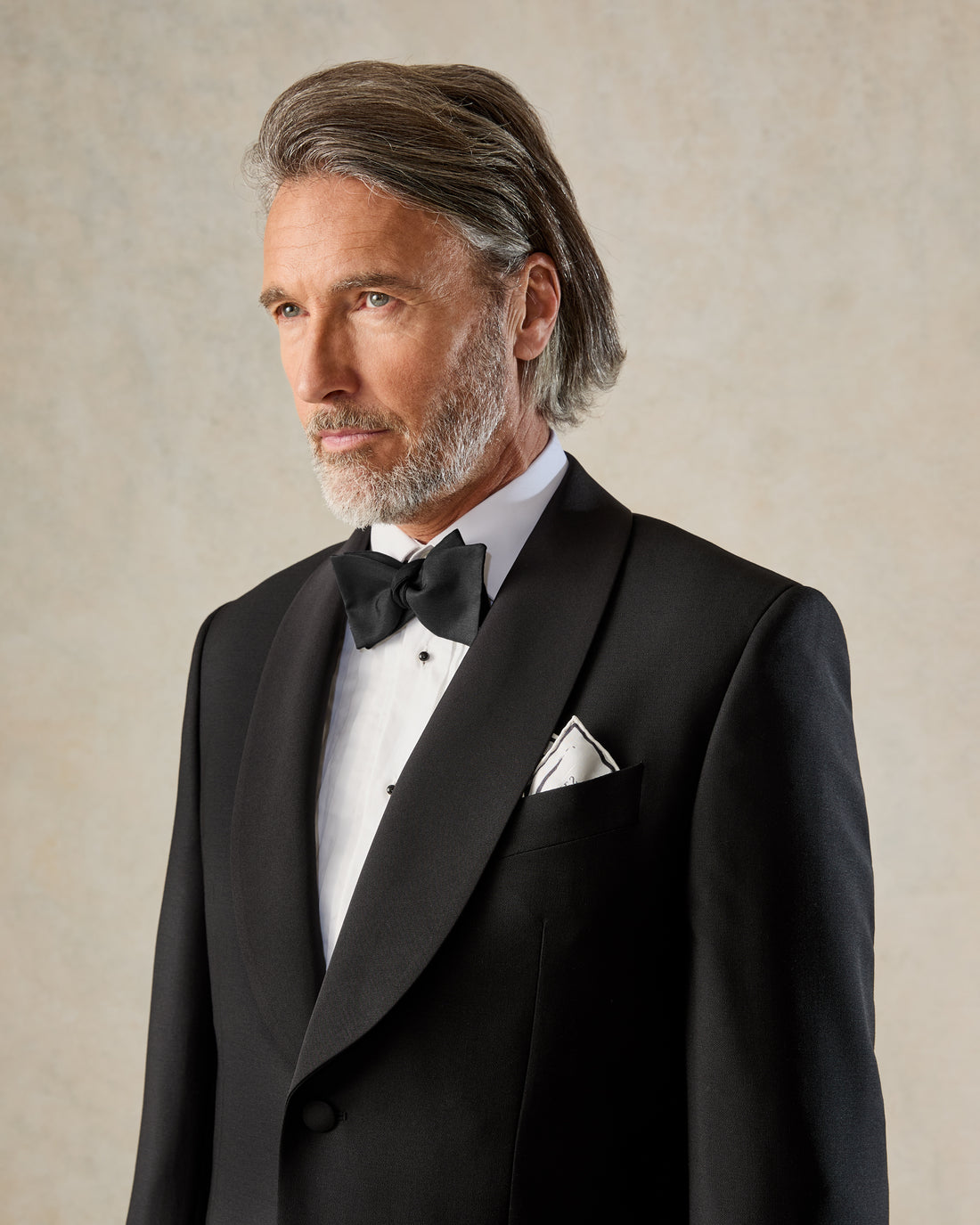 Shelford Black Wool Mohair Barathea Shawl Lapel Dinner Suit