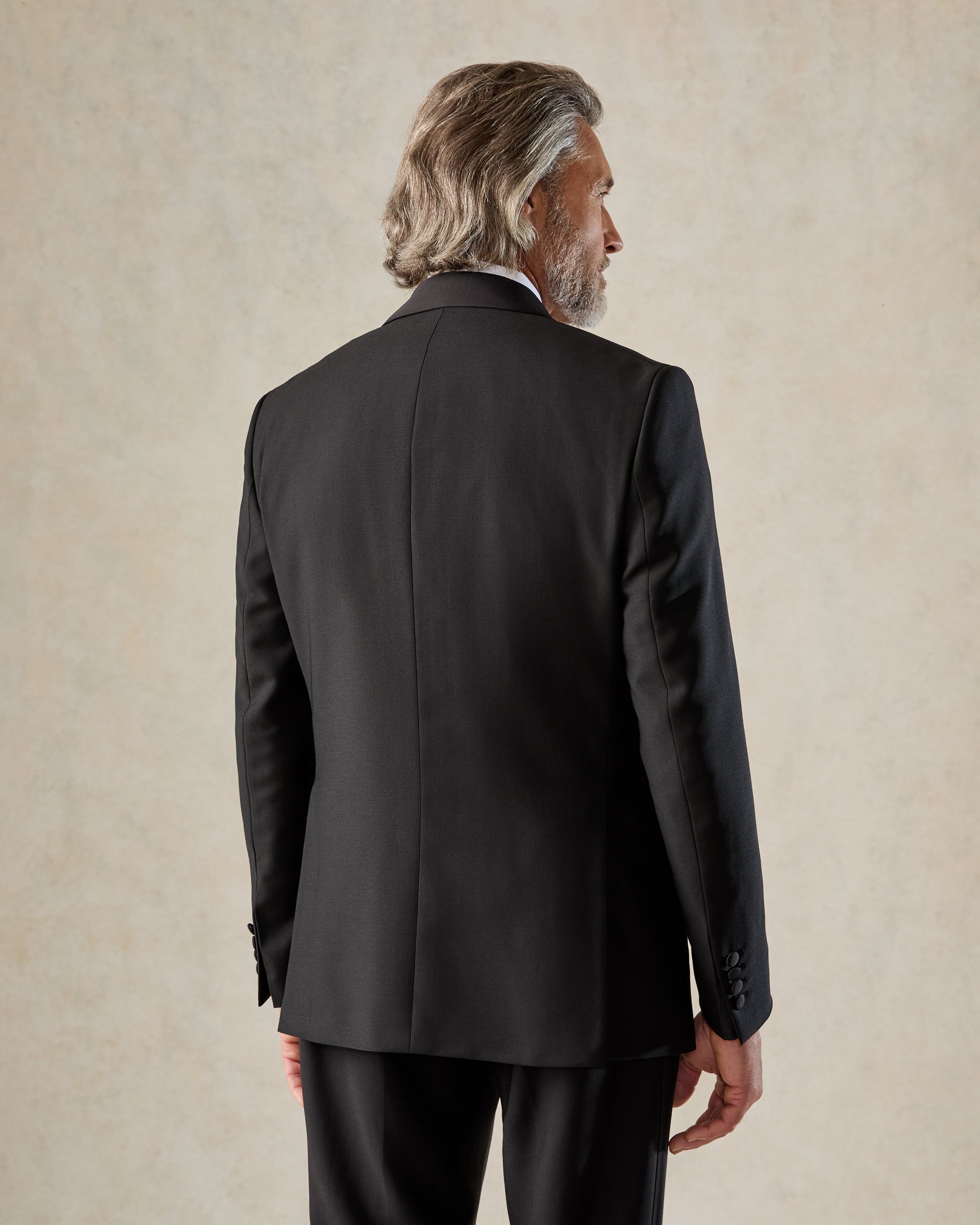 Shelford Black Wool Mohair Barathea Shawl Lapel Dinner Suit
