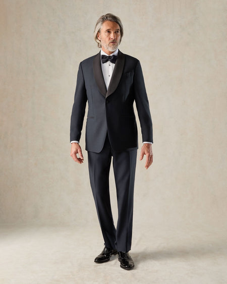 Weldon Wool Mohair Barathea Shawl Dinner Suit Navy