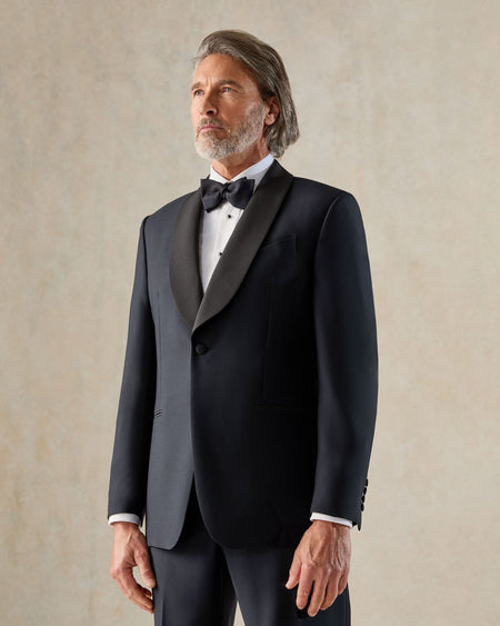 Weldon Wool Mohair Barathea Shawl Dinner Suit Navy