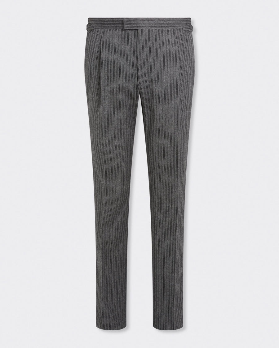 Gladstone Wool Morning Stripe Wool Dress Trouser Grey