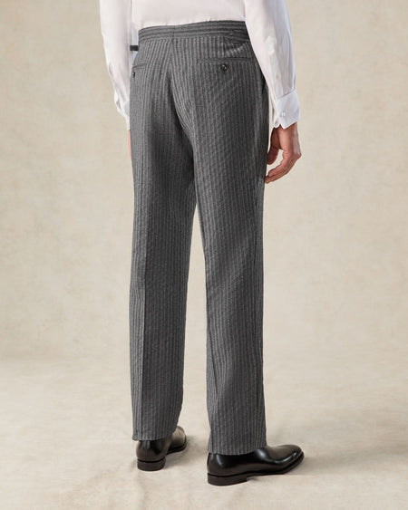 Gladstone Wool Morning Stripe Wool Dress Trouser Grey