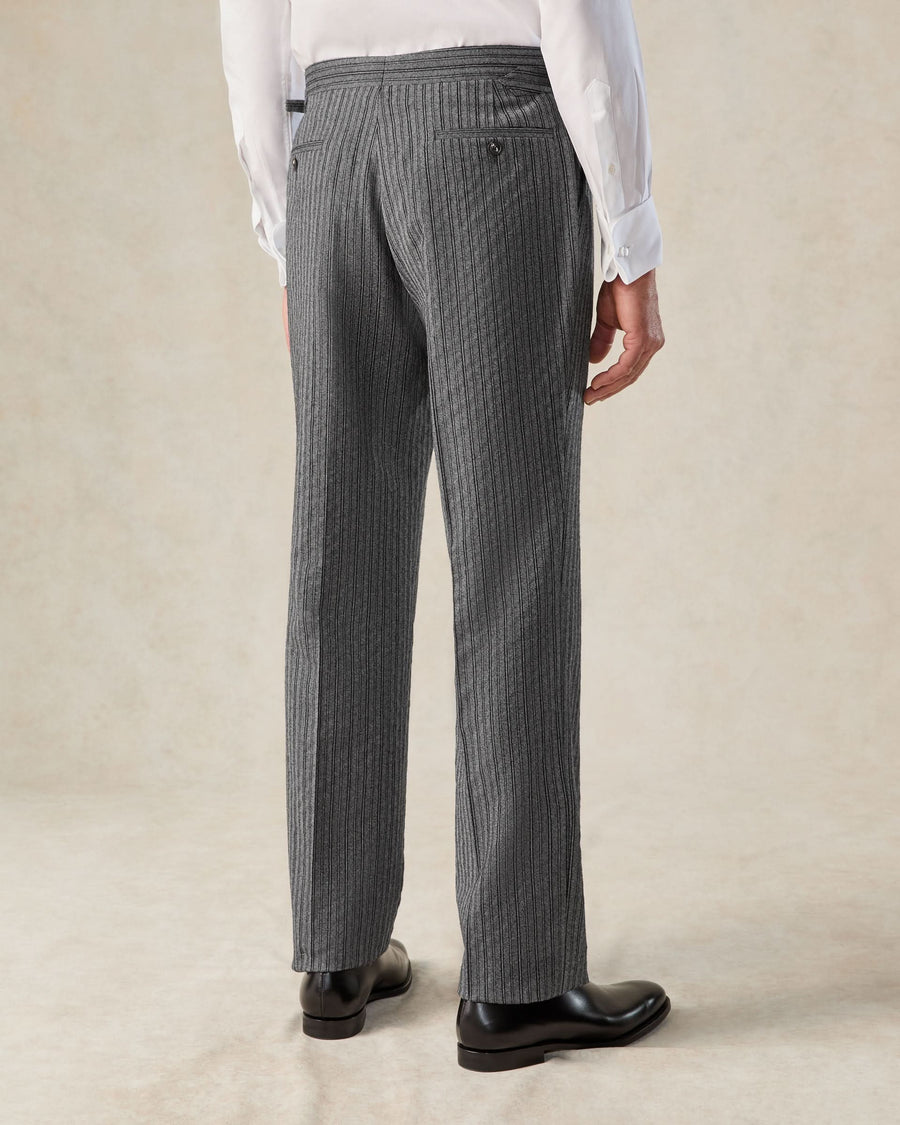 Gladstone Wool Morning Stripe Wool Dress Trouser Grey