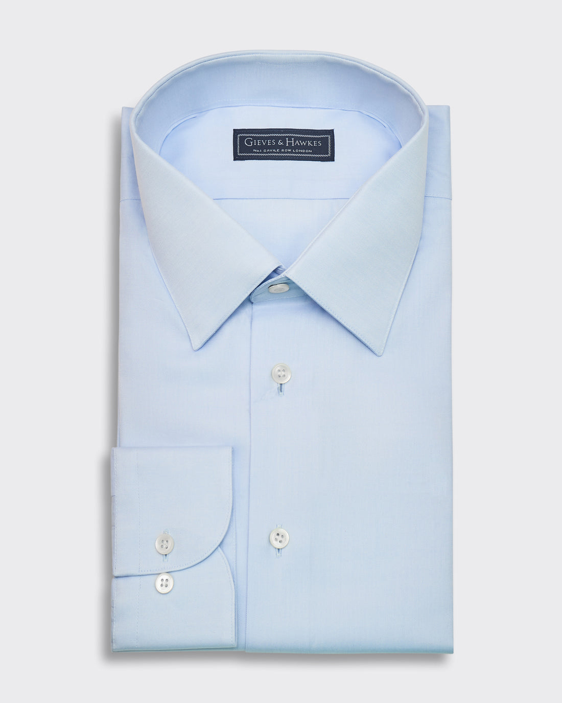 Leveson Cotton Twill Single Cuff Shirt Blue