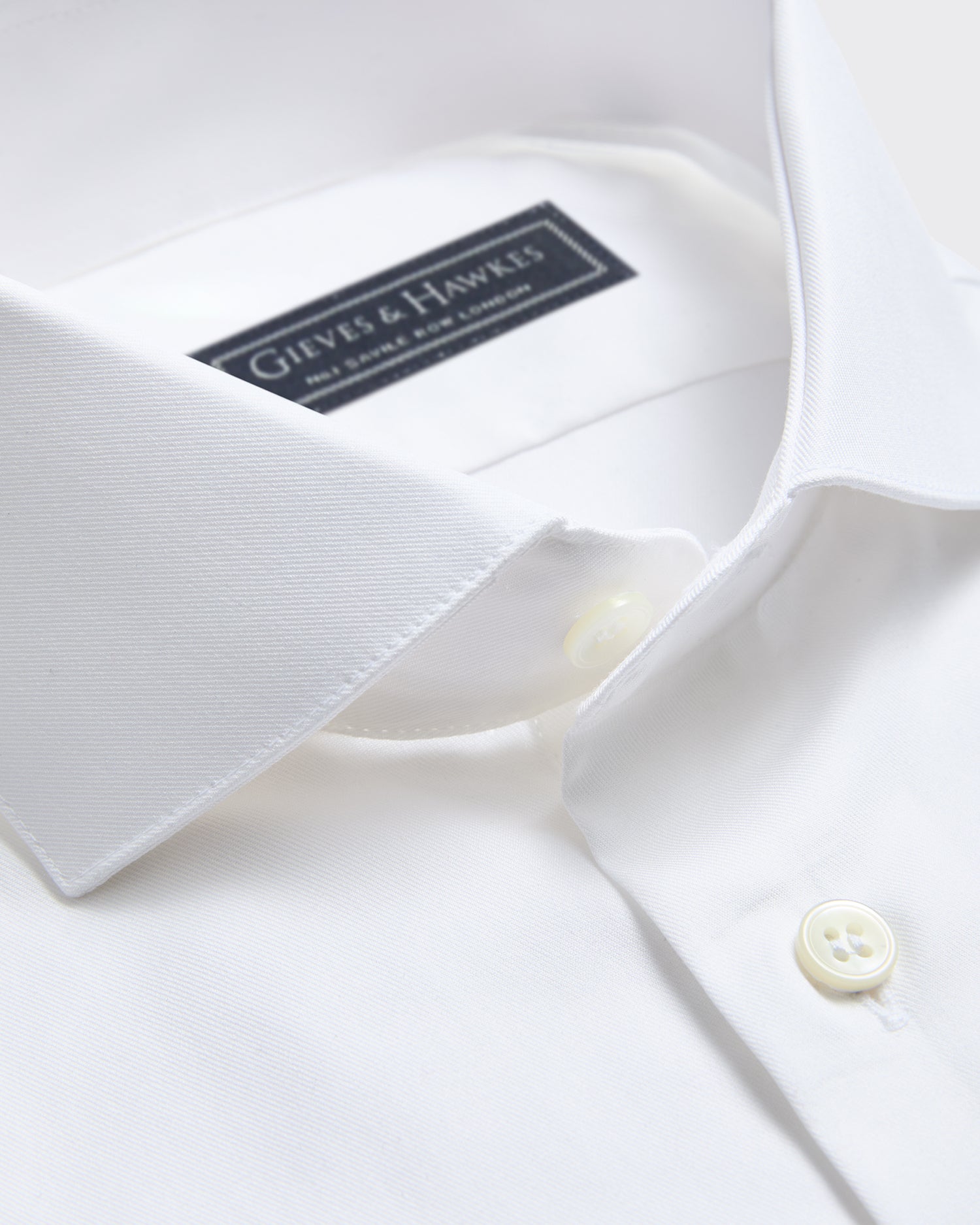 Mawbey Cotton Twill Double Cuff Shirt White