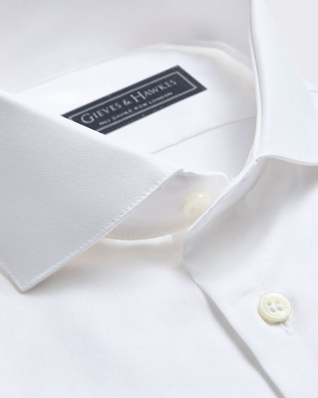 Mawbey Cotton Twill Double Cuff Shirt White