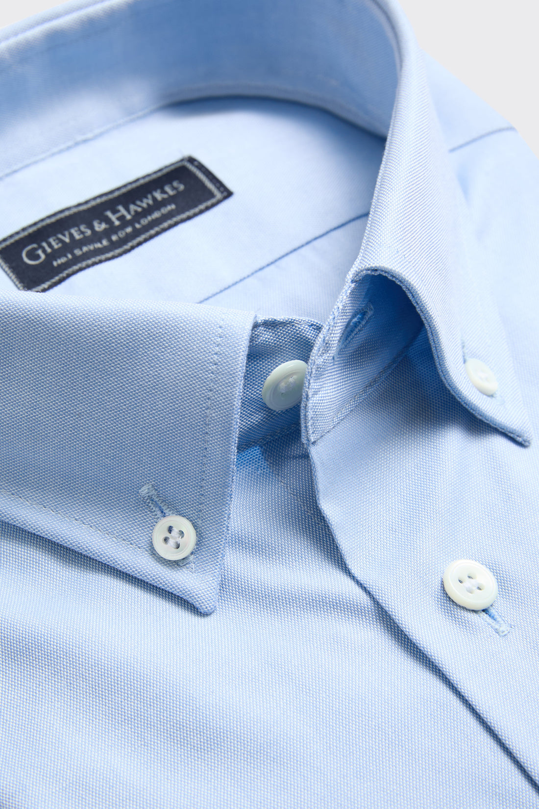 Lilburn Oxford Cotton Button-Down Single Cuff Shirt Blue