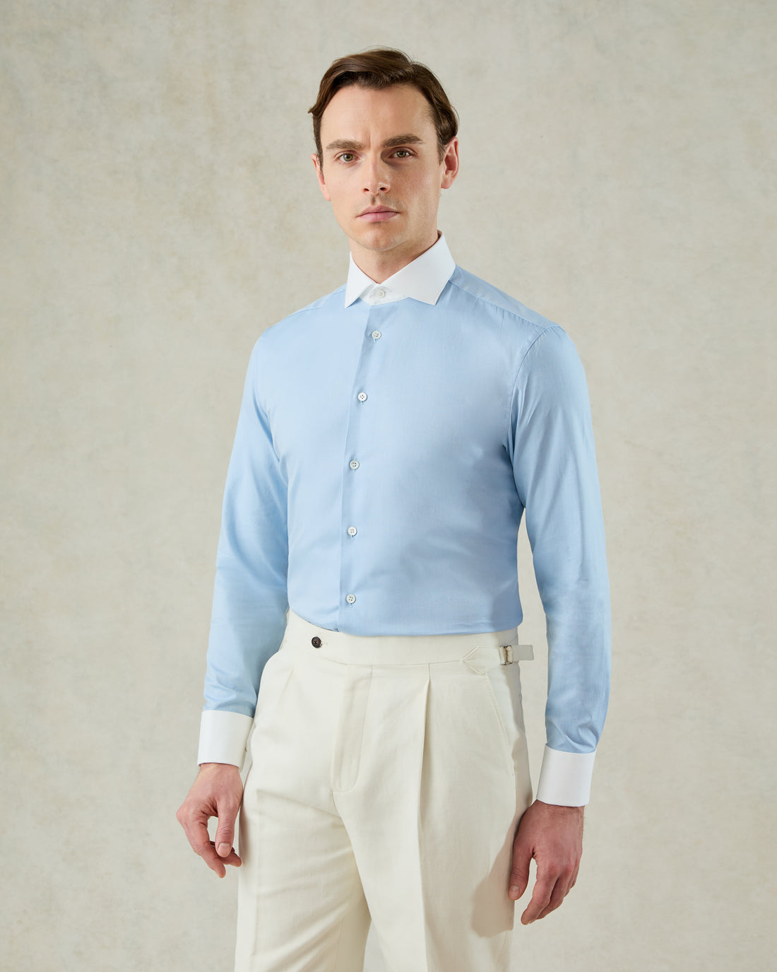 Warren Cotton Double Cuff Shirt Blue