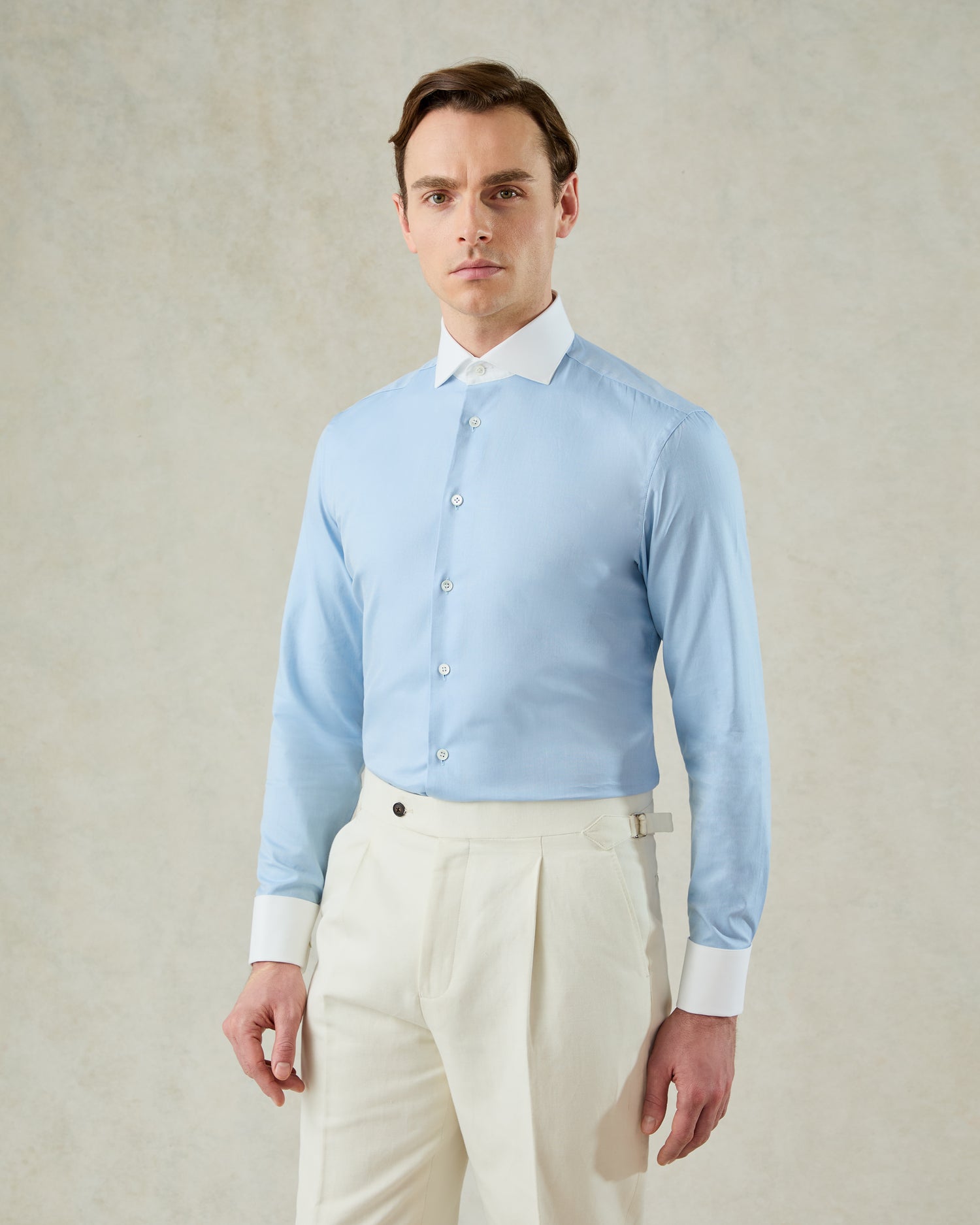 Warren Cotton Double Cuff Shirt Blue