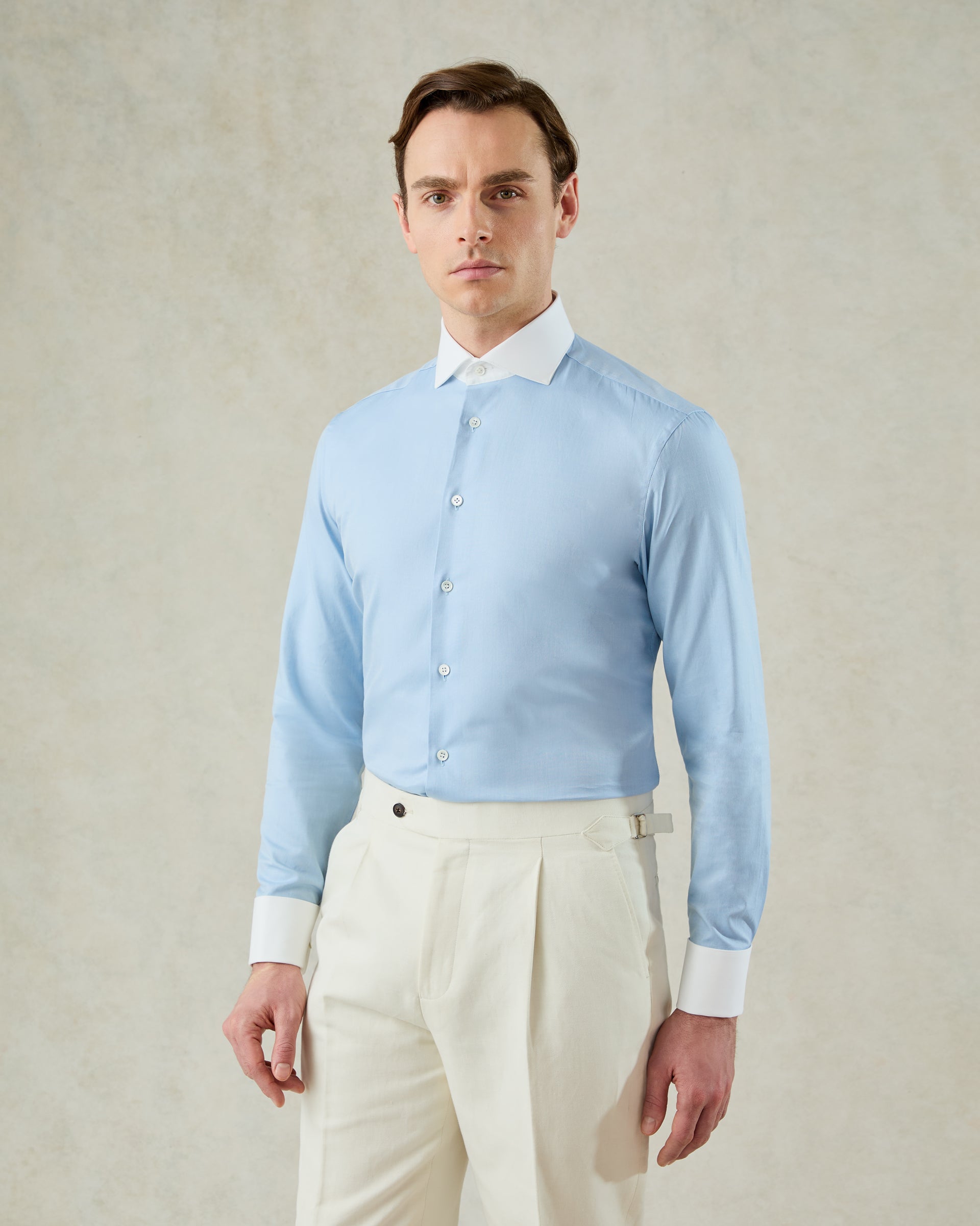 Warren Cotton Double Cuff Shirt Blue