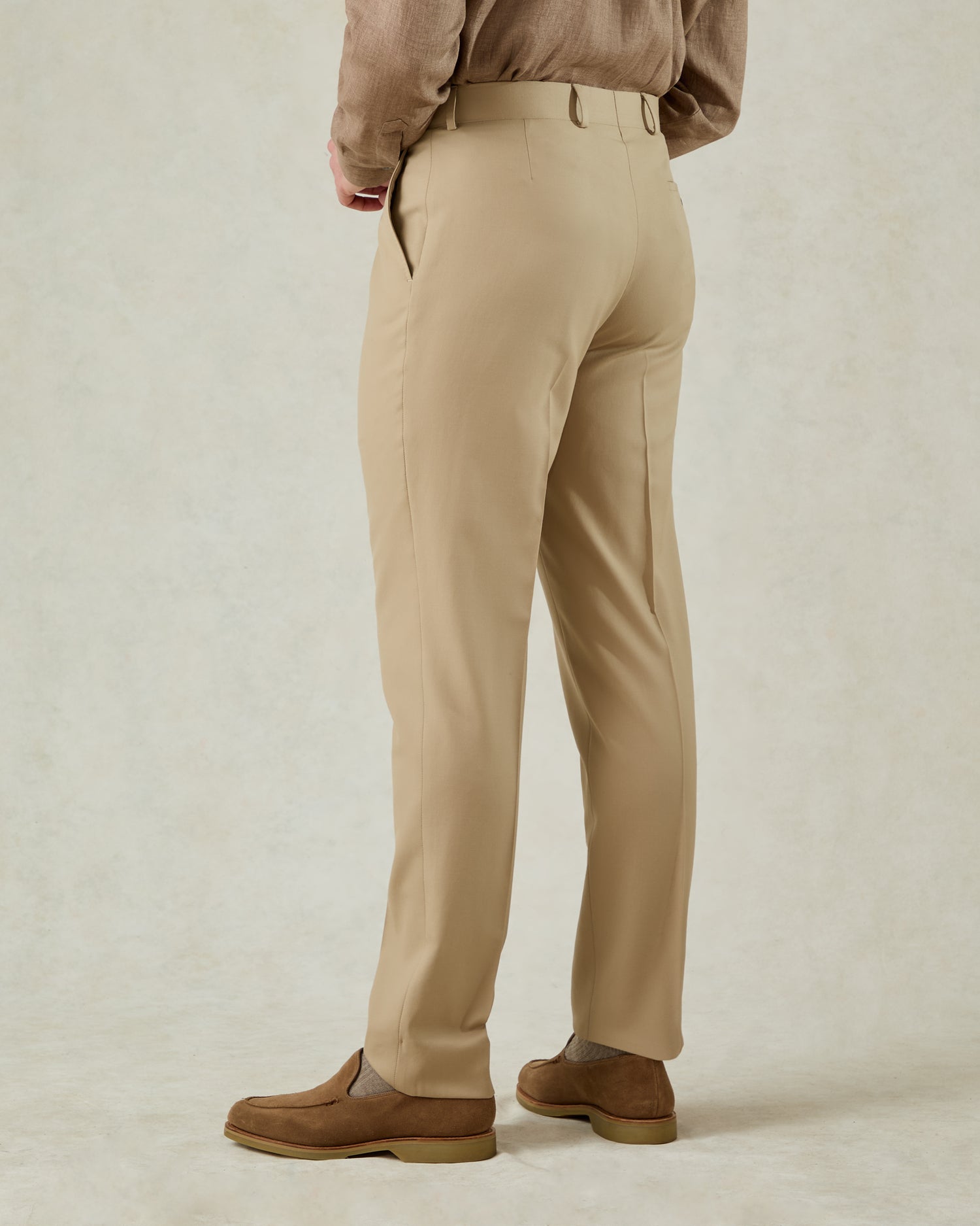 Livingstone Virgin Wool Pleat Trouser Tan