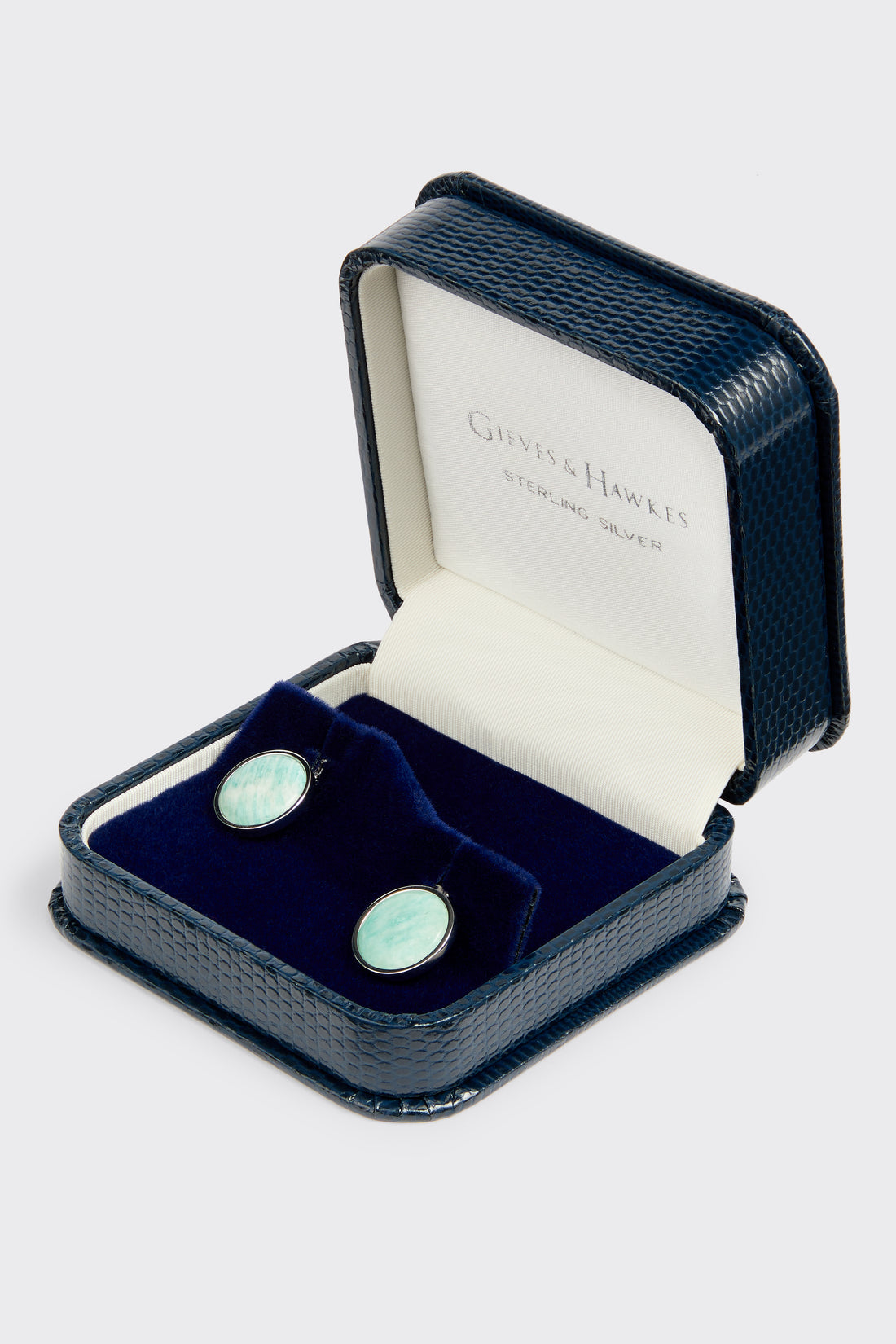 Clint Gold Plated Sterling Silver Cufflinks Ice Blue Sodalite