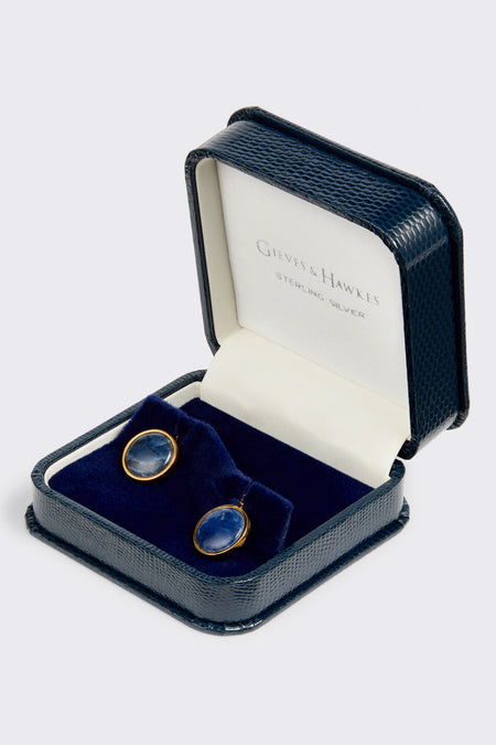 Tisdall  Clint Sterling Silver Cufflinks Navy Sodalite