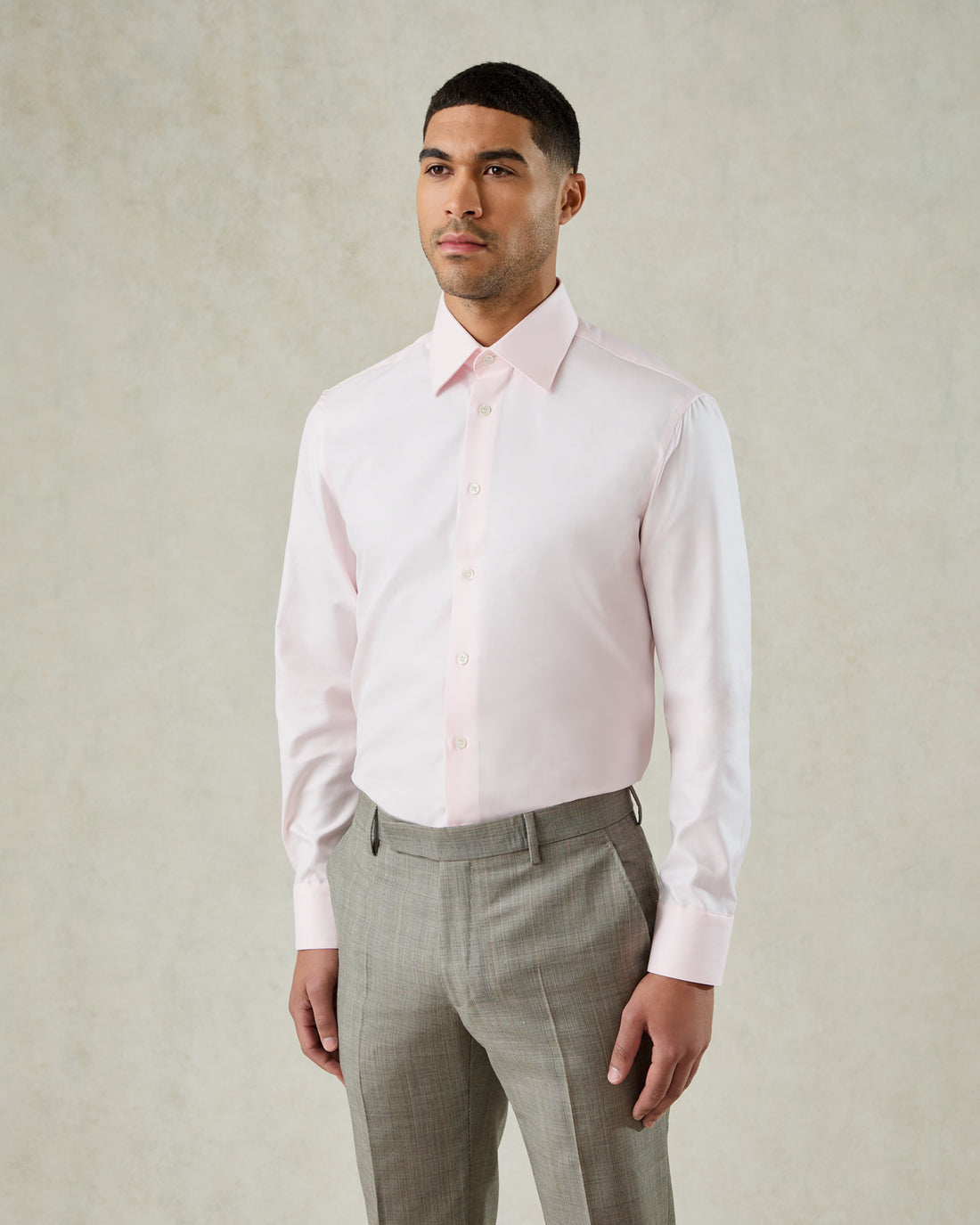 Digby Cotton Twill Single Cuff Shirt Pink