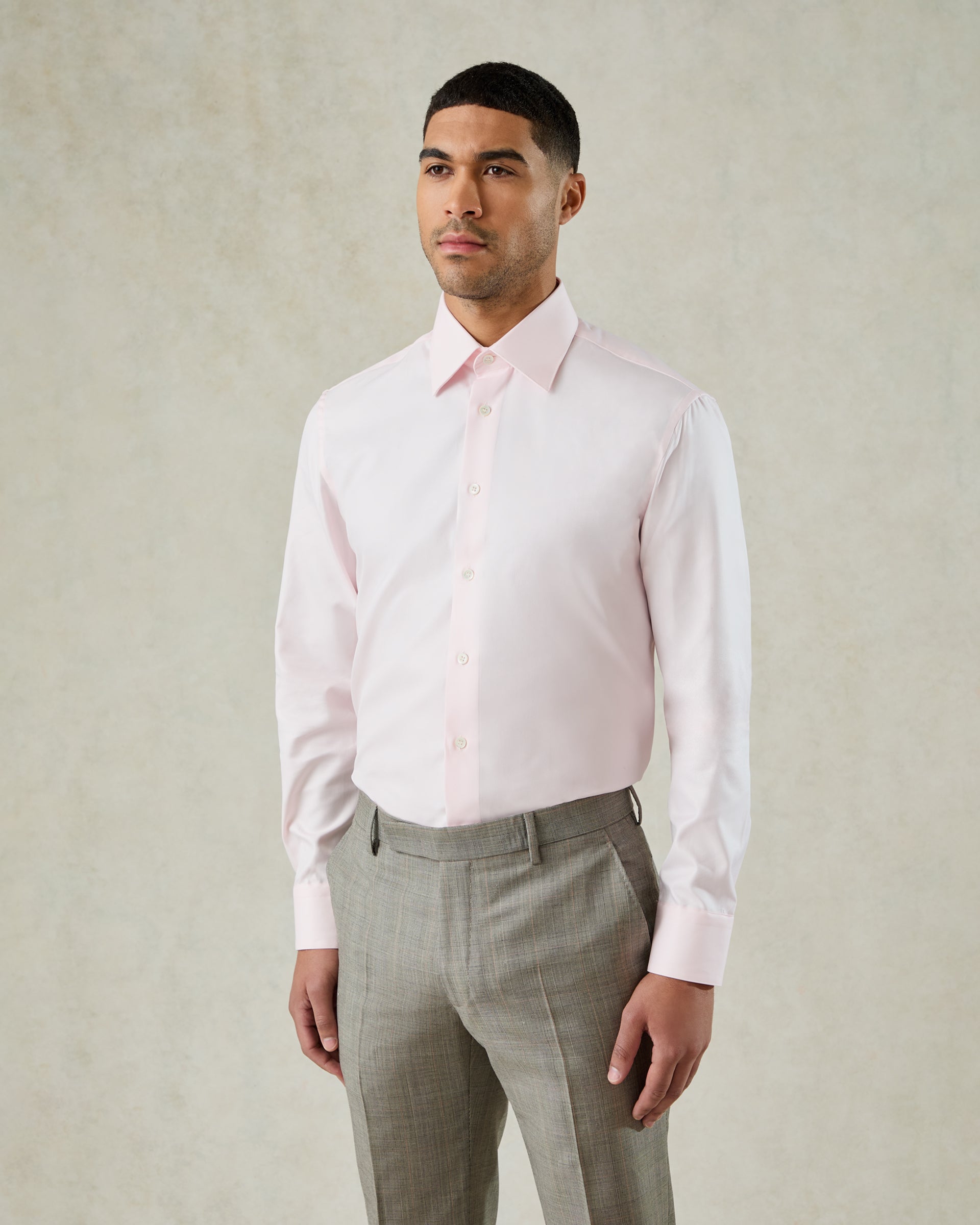 Digby Cotton Twill Single Cuff Shirt Pink