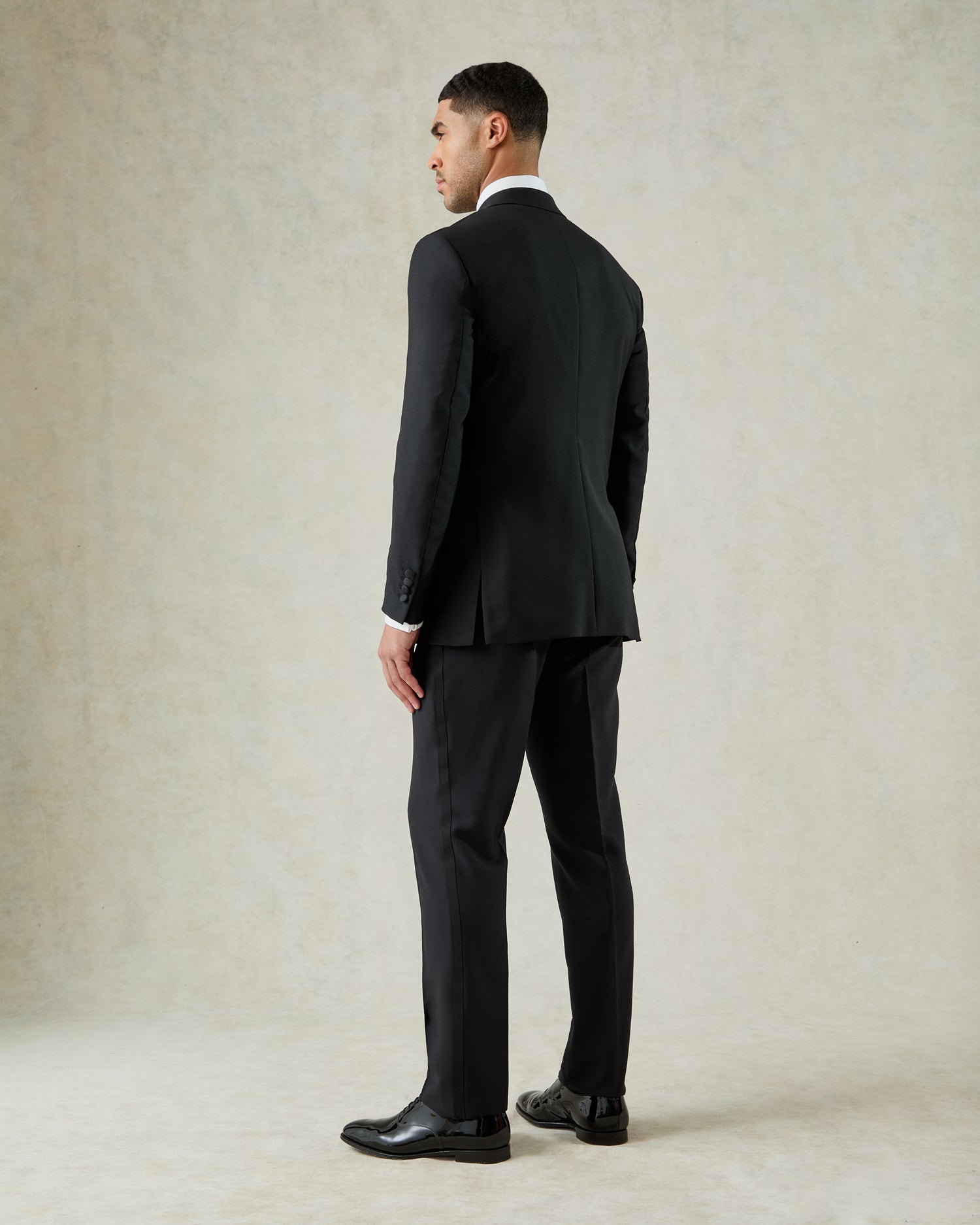 Davide Black Wool Mohair Barathea Double Breasted Dinner Suit