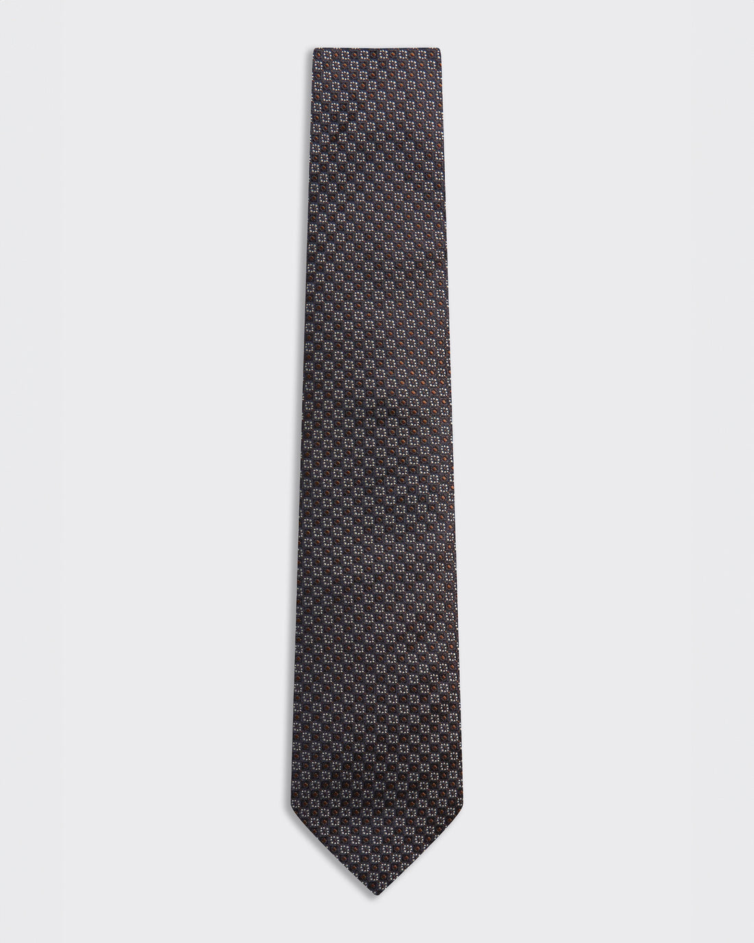 Carberry Silk Tie Dark Small Floral Brown