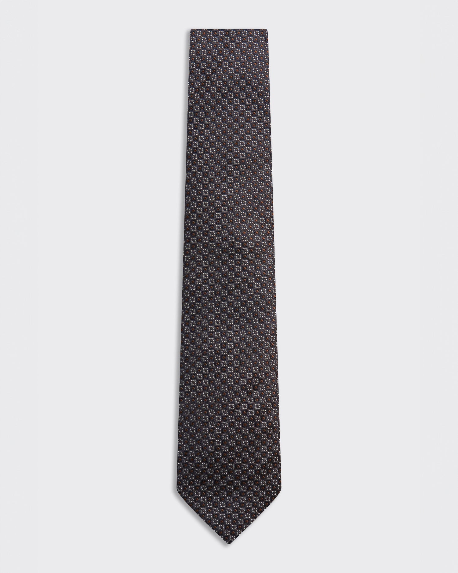 Carberry Silk Tie Dark Small Floral Brown