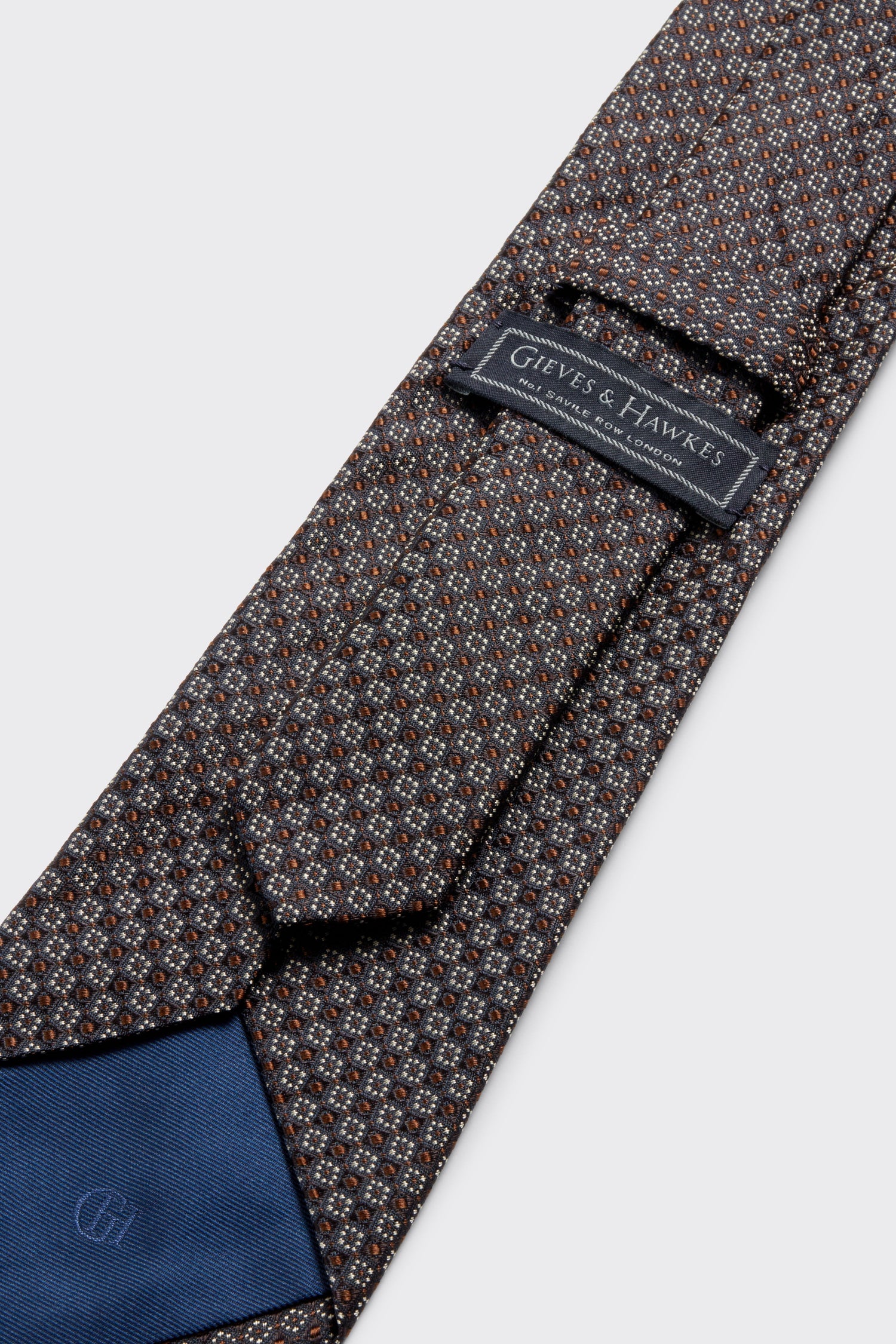 Carberry Silk Tie Dark Small Floral Brown