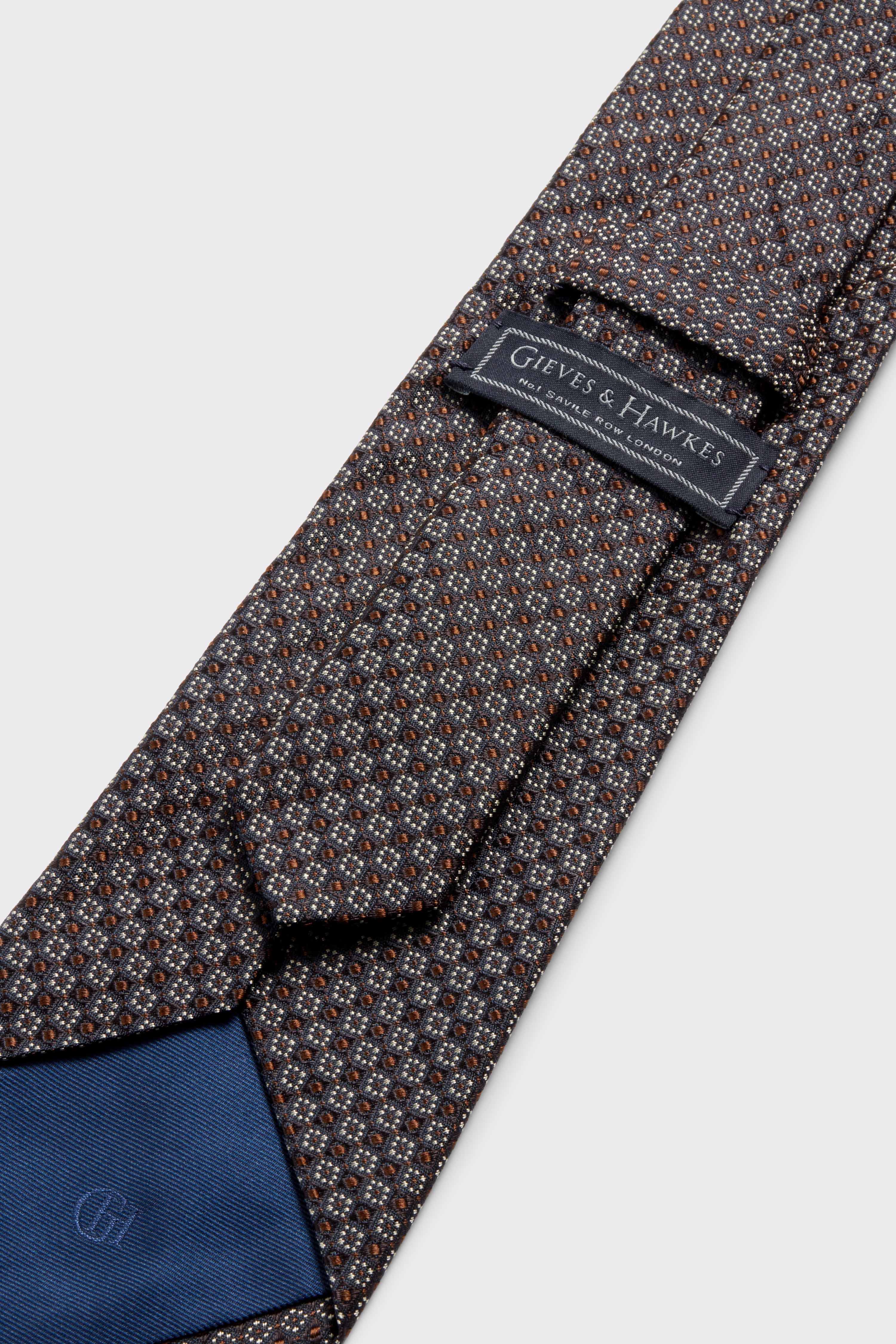 Carberry Silk Tie Dark Small Floral Brown