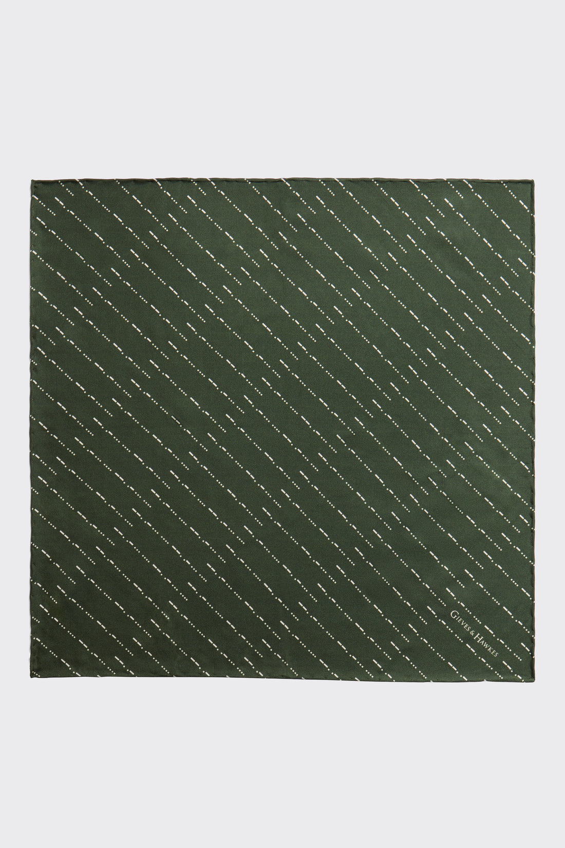 Barne Diagonal Morse Code Pocket Square Khaki