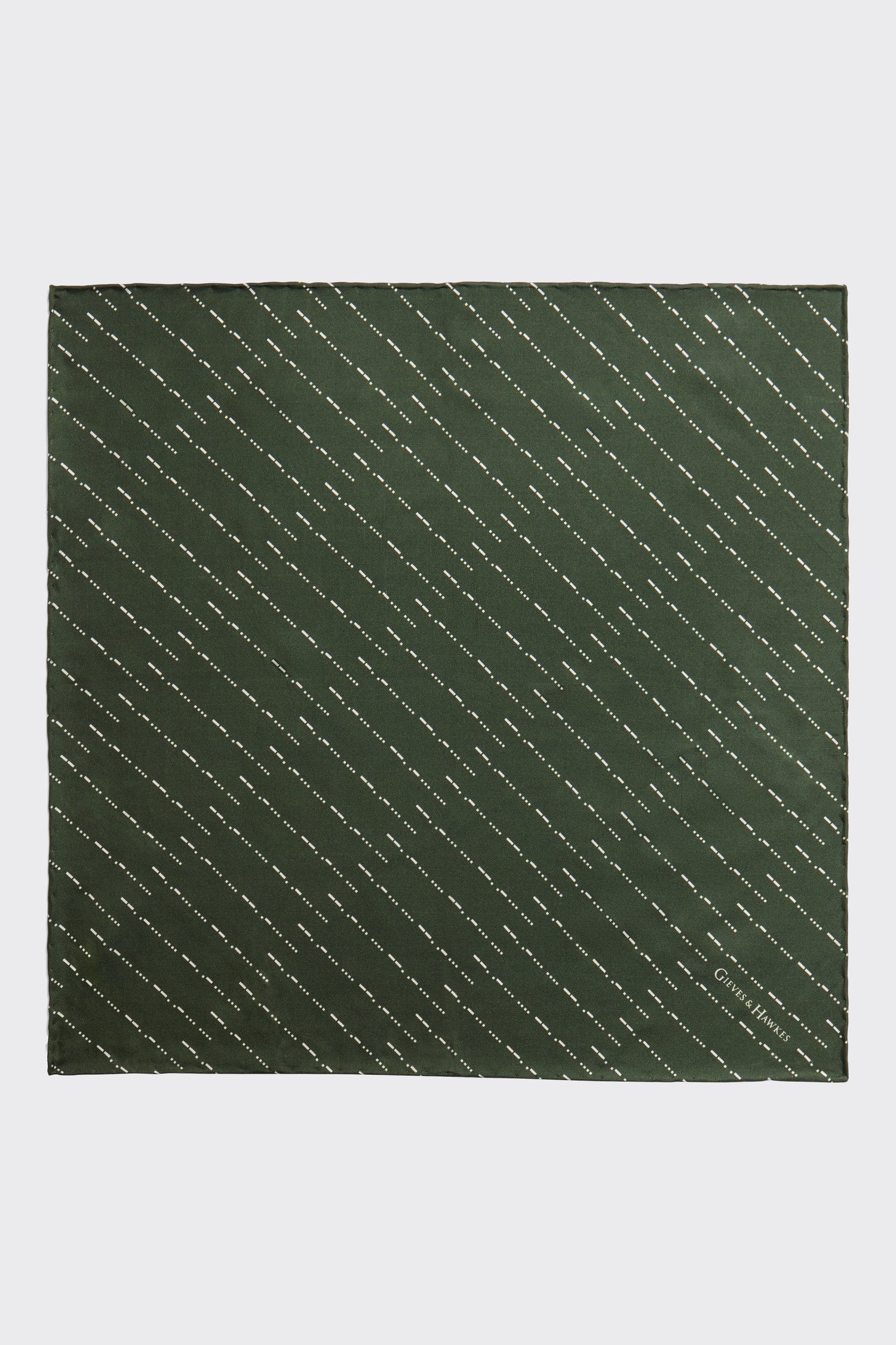 Barne Diagonal Morse Code Pocket Square Khaki