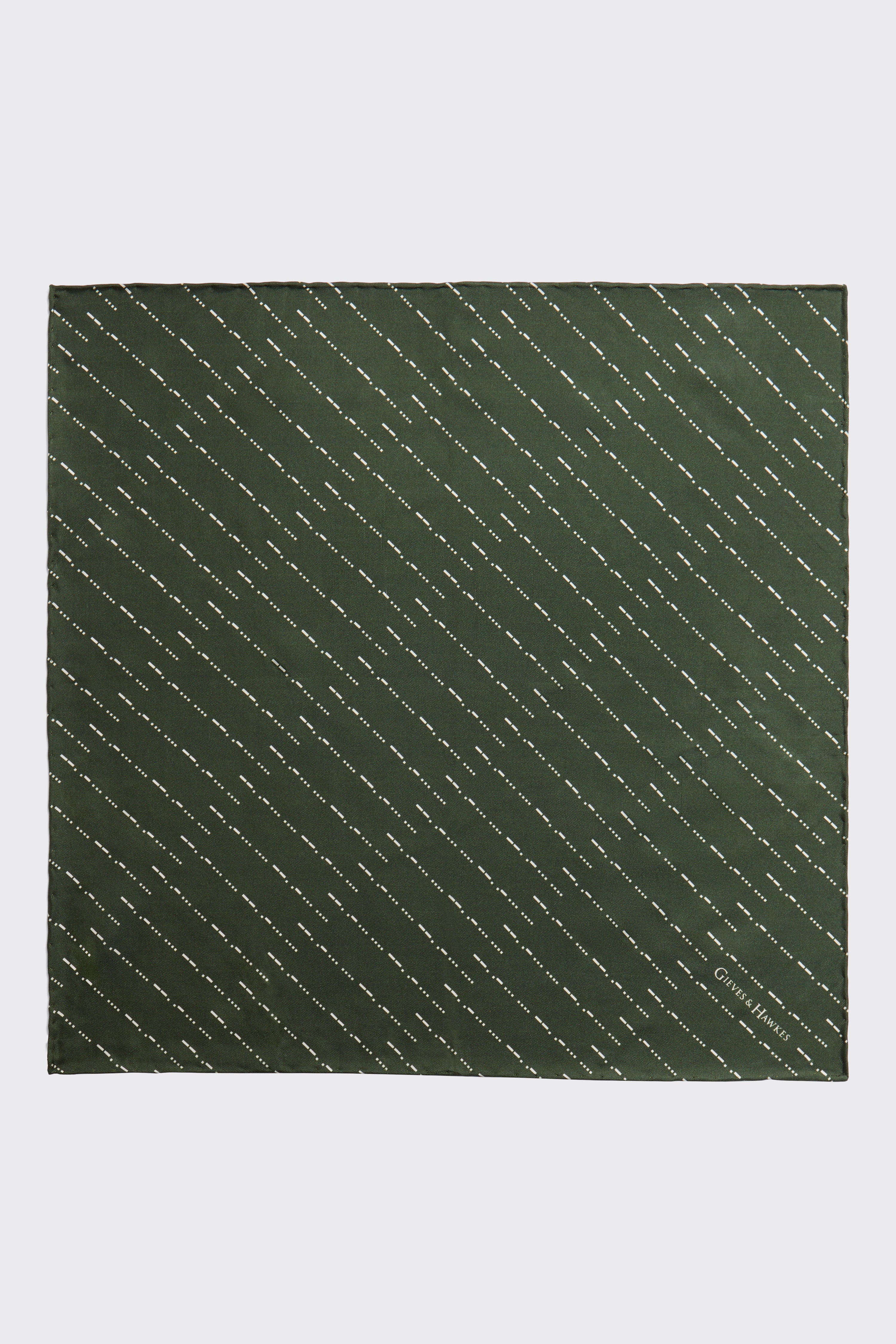 Barne Diagonal Morse Code Pocket Square Khaki