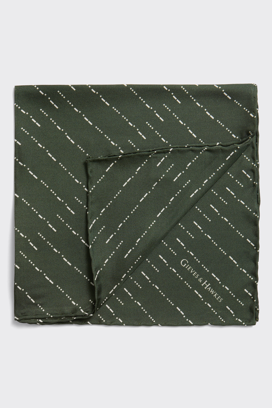 Barne Diagonal Morse Code Pocket Square Khaki