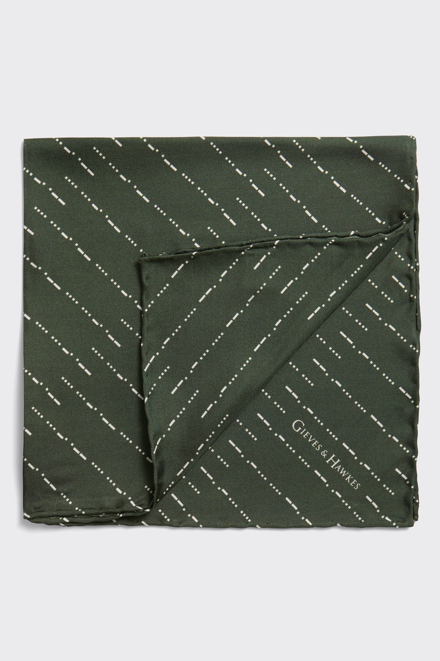 Barne Diagonal Morse Code Pocket Square Khaki