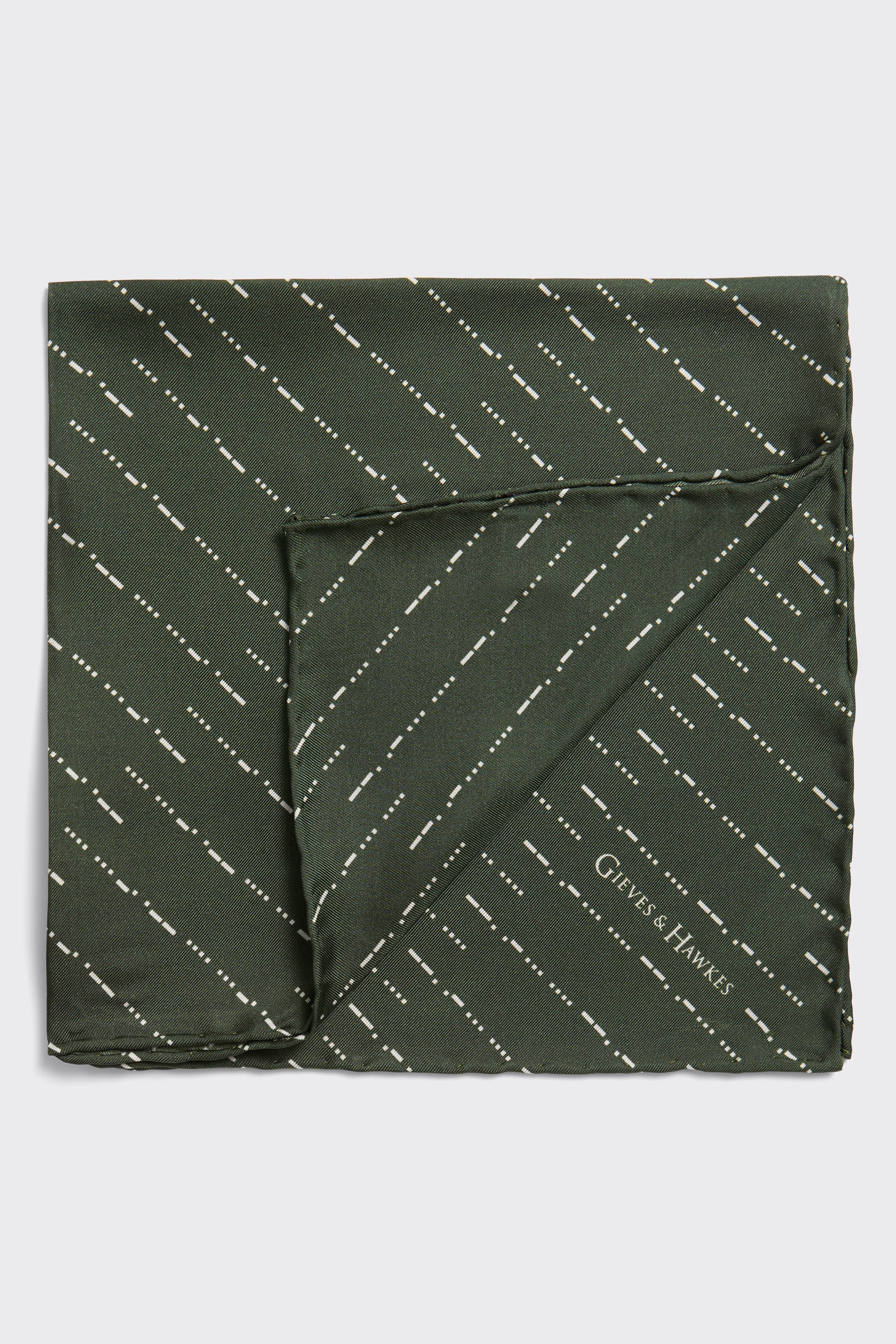 Barne Diagonal Morse Code Pocket Square Khaki