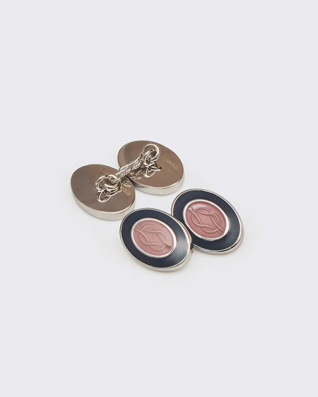Langdon Cufflink Sterling Silver Oval Enamel