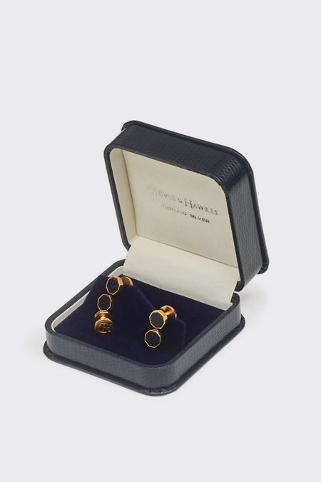 Gissing Octagonal Dress Studs Navy