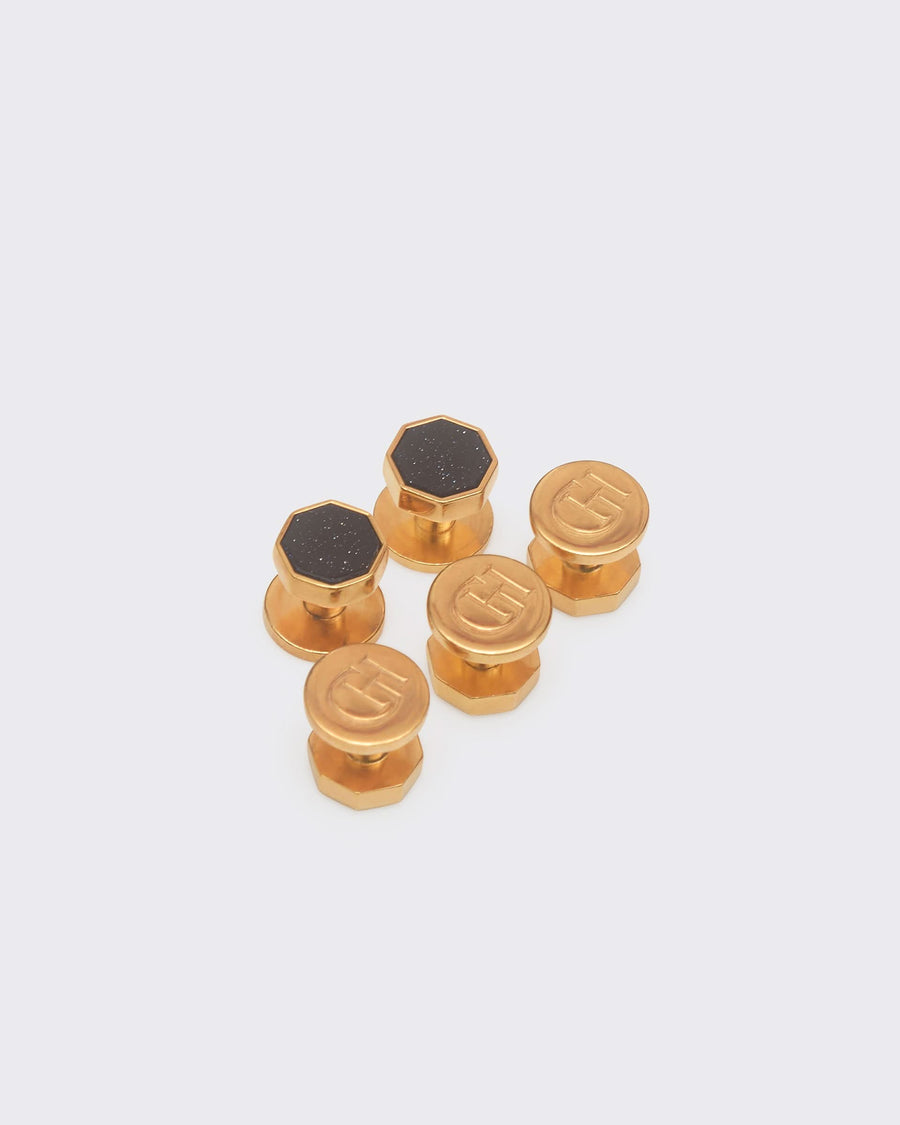 Gissing Octagonal Dress Studs Navy