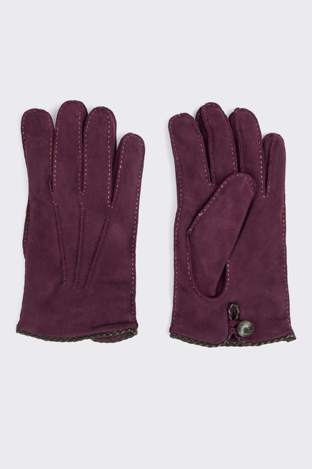 Waring Suede Gloves Burgundy