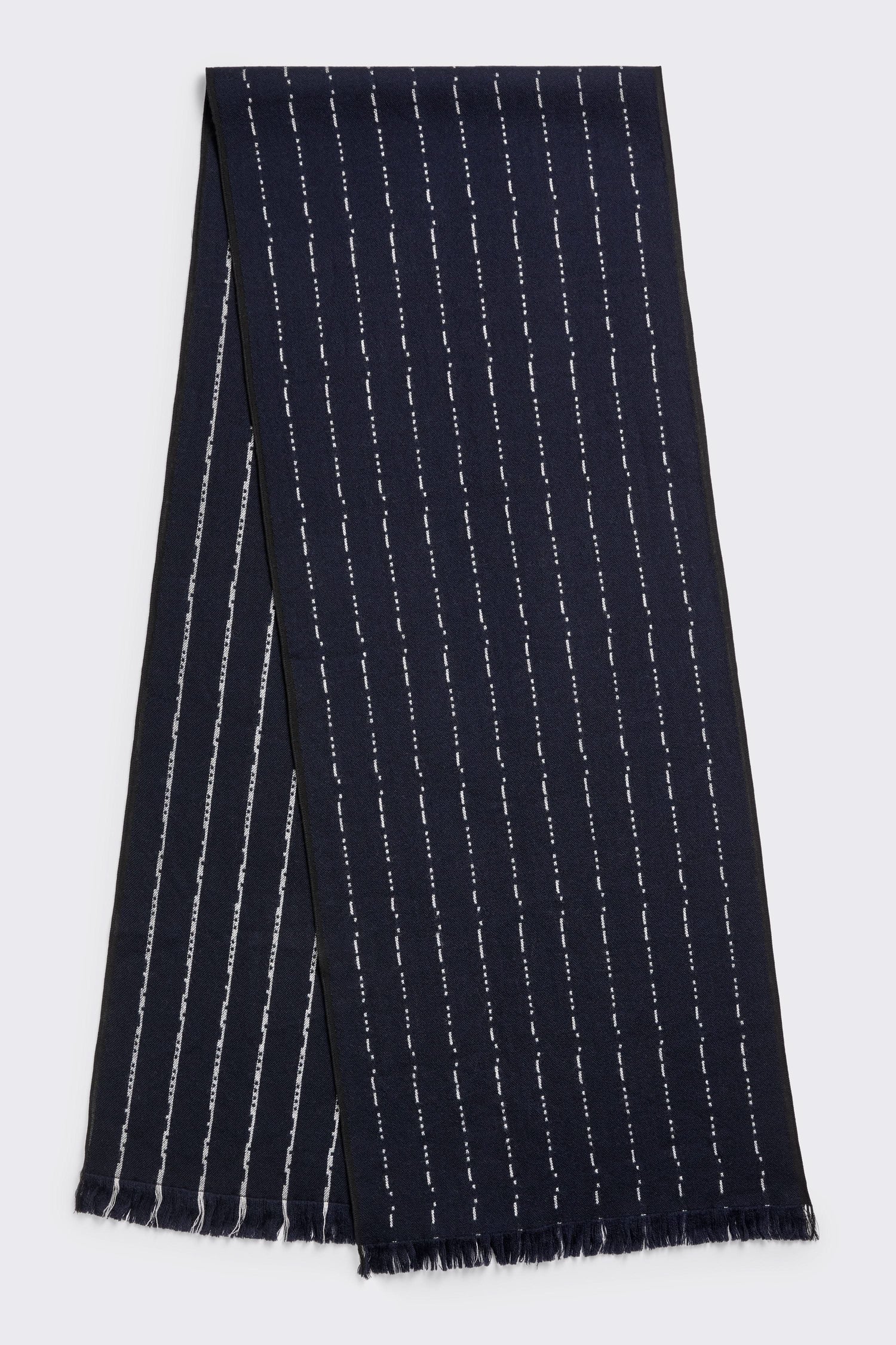Morse Code Stripe Woolen Scarf Navy