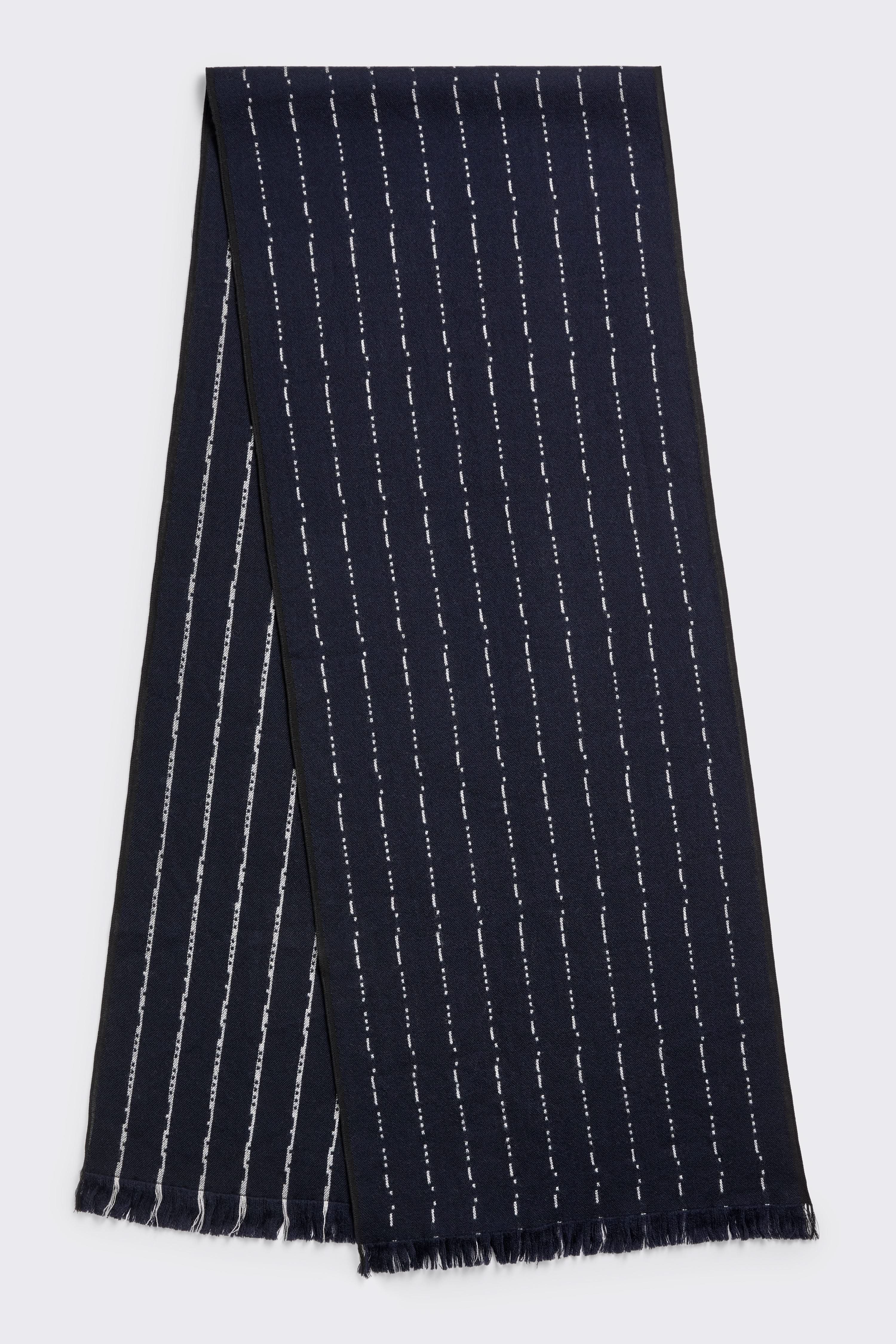 Morse Code Stripe Woolen Scarf Navy