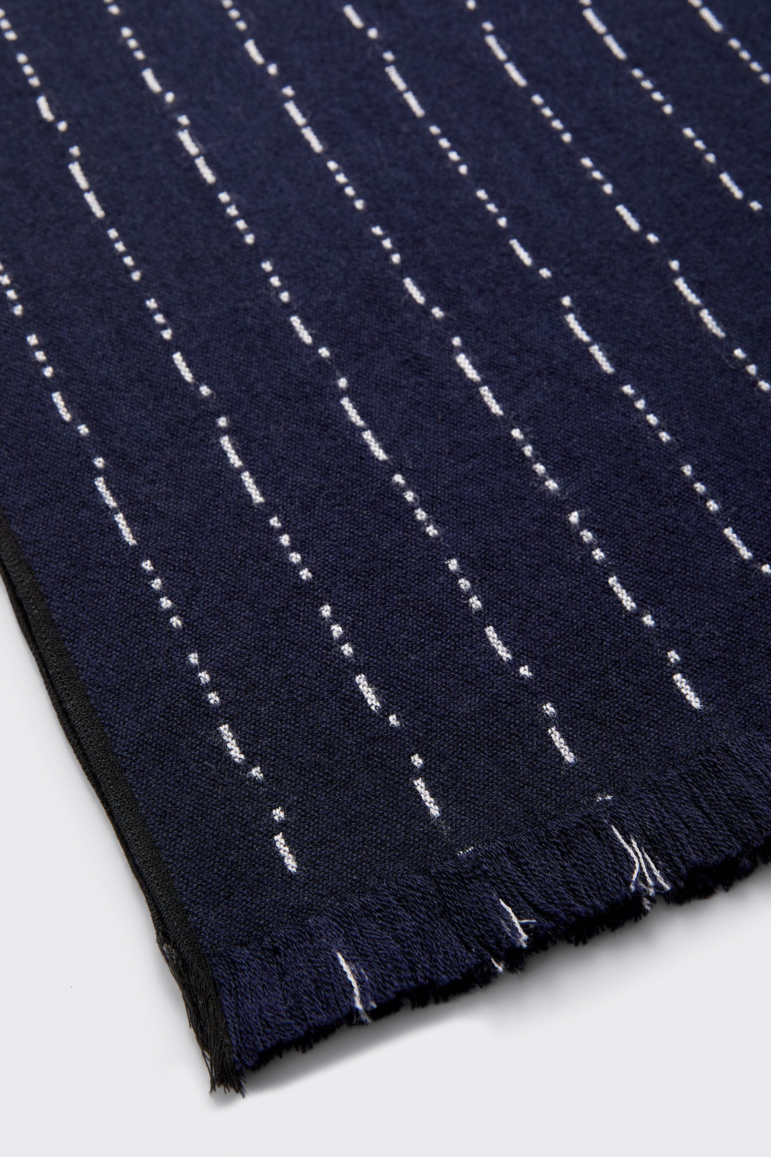 Morse Code Stripe Woolen Scarf Navy