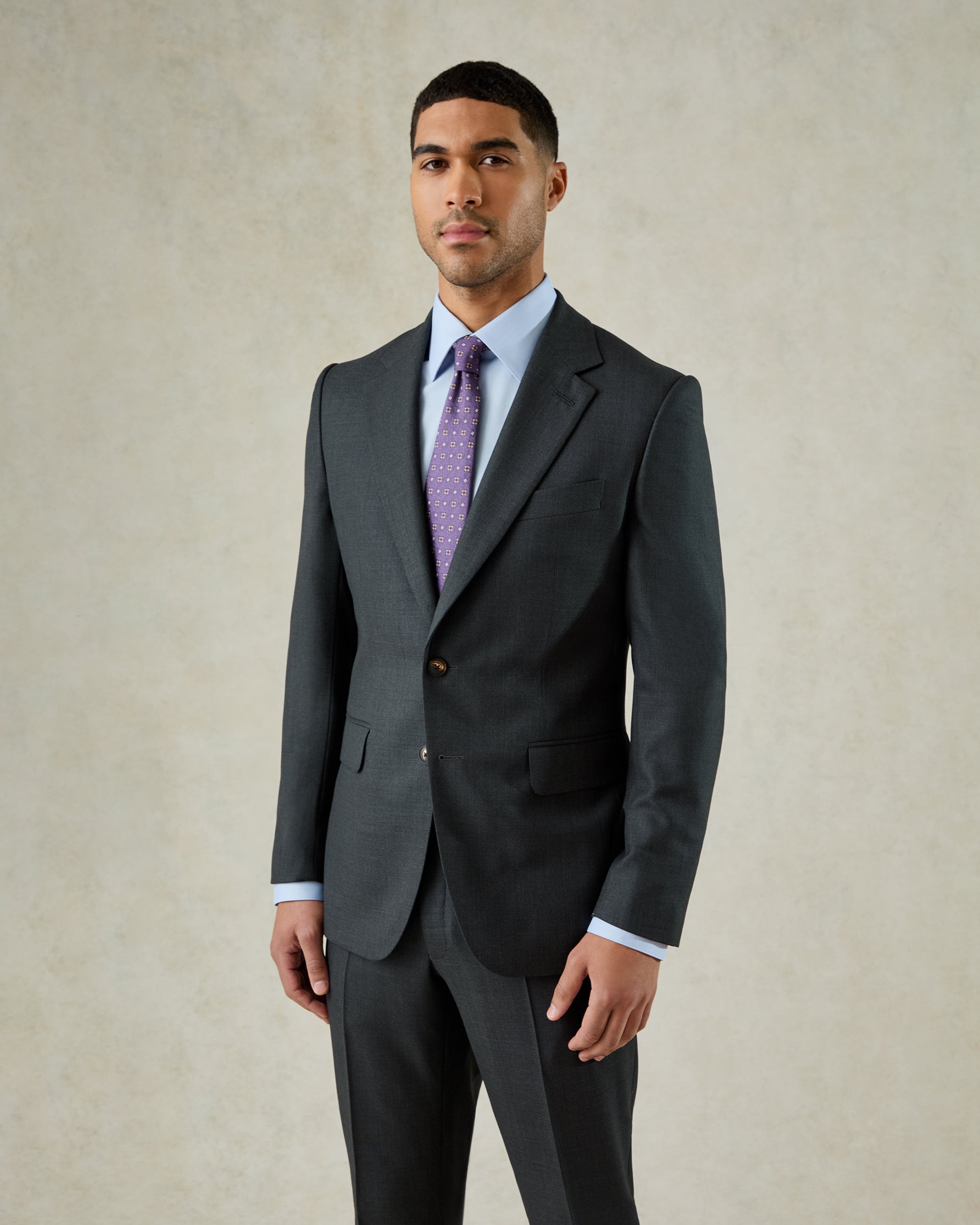 Jameson Wool Birdseye Suit Jacket Charcoal