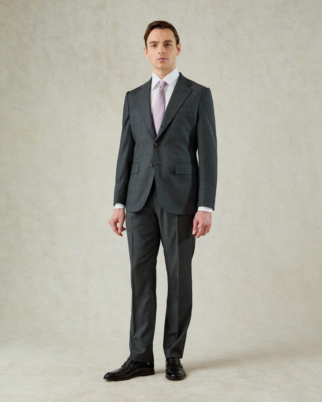 Watson Wool Pindot Suit Charcoal