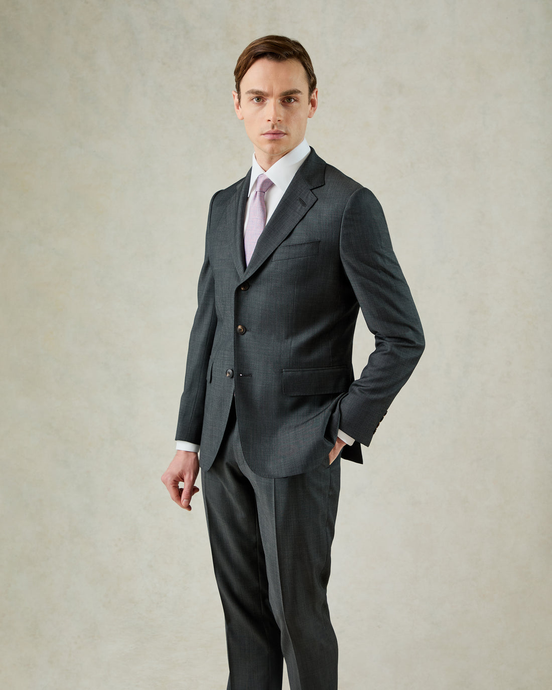 Watson Wool Pindot Suit Charcoal