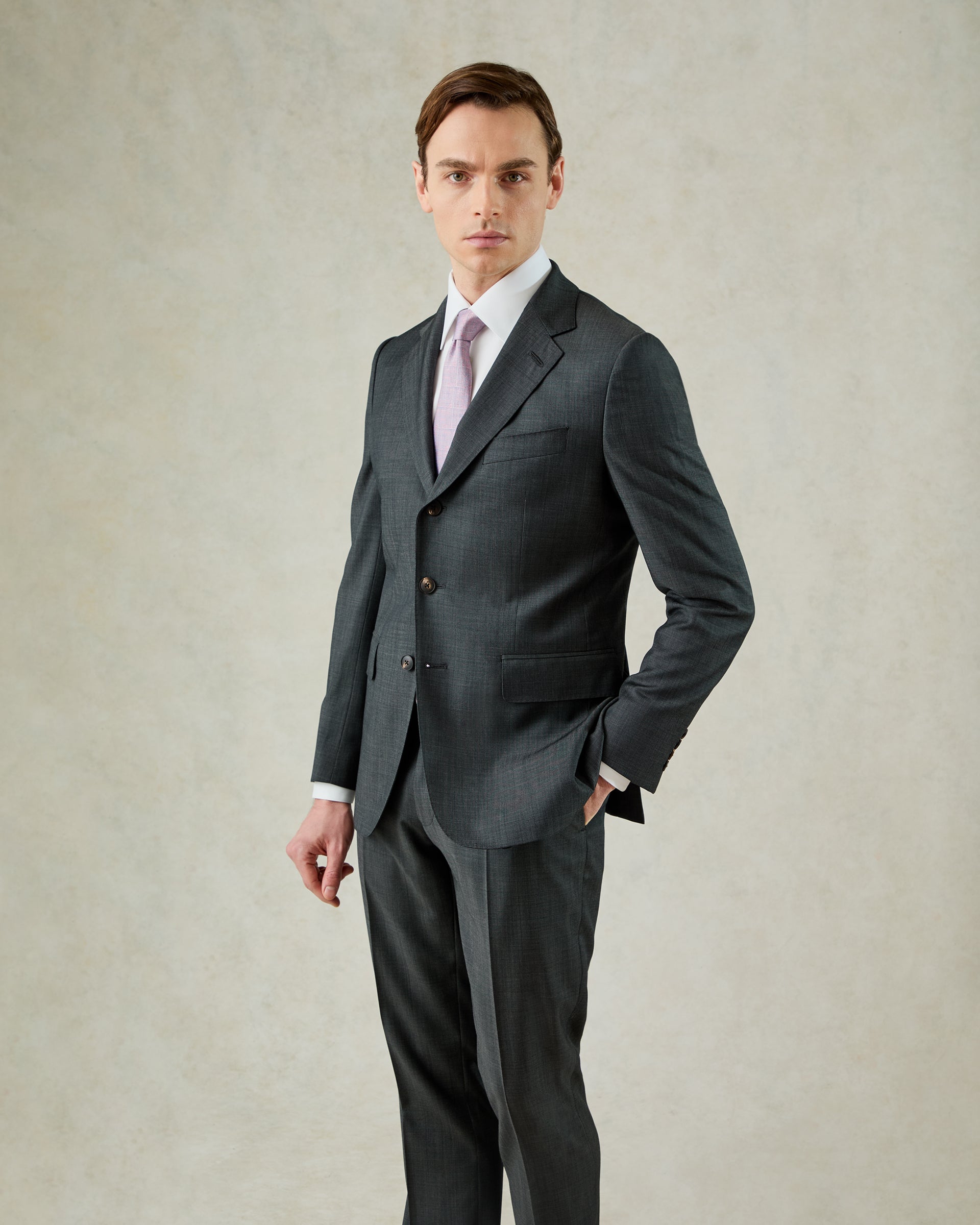 Watson Wool Pindot Suit Charcoal