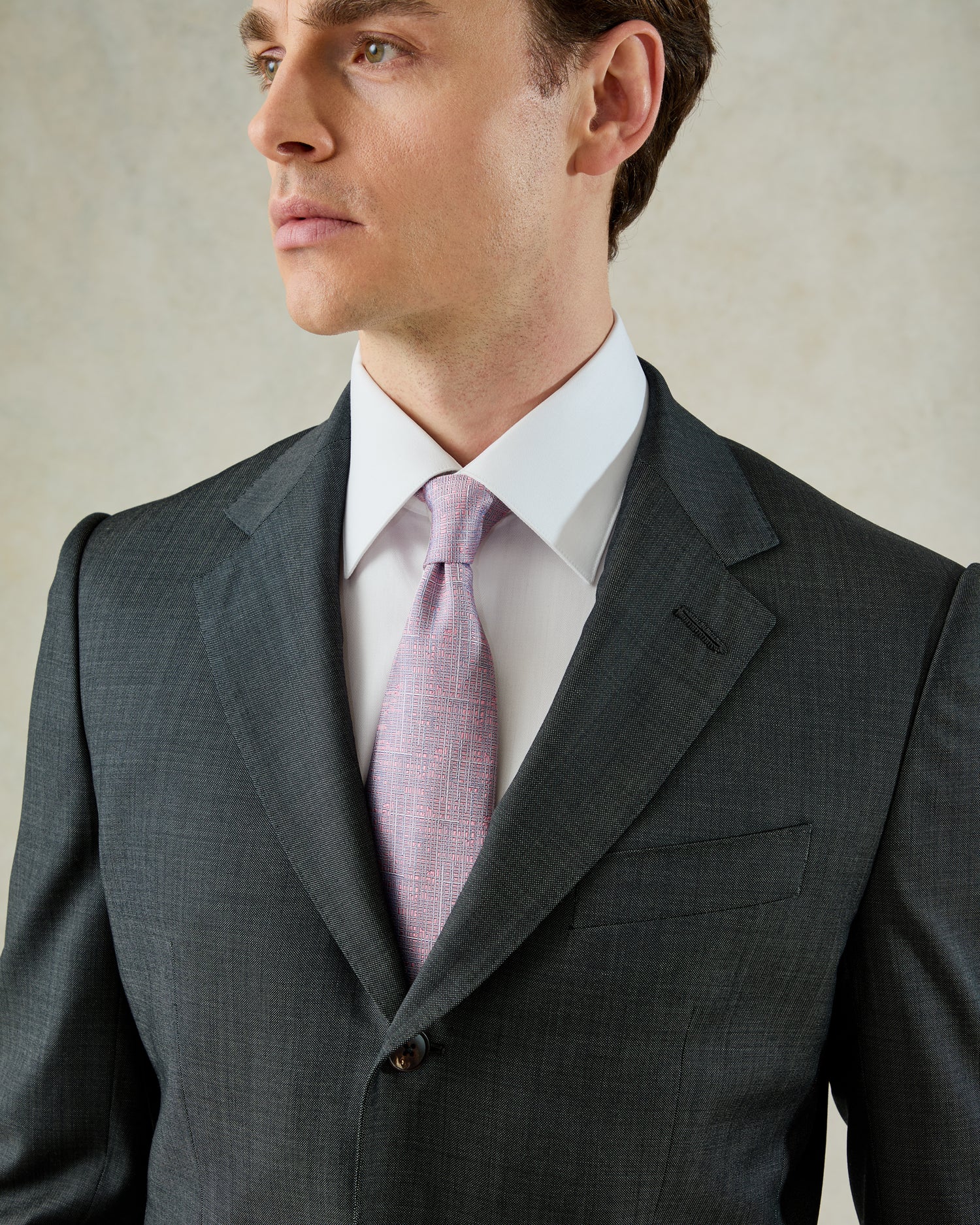 Watson Wool Pindot Suit Charcoal