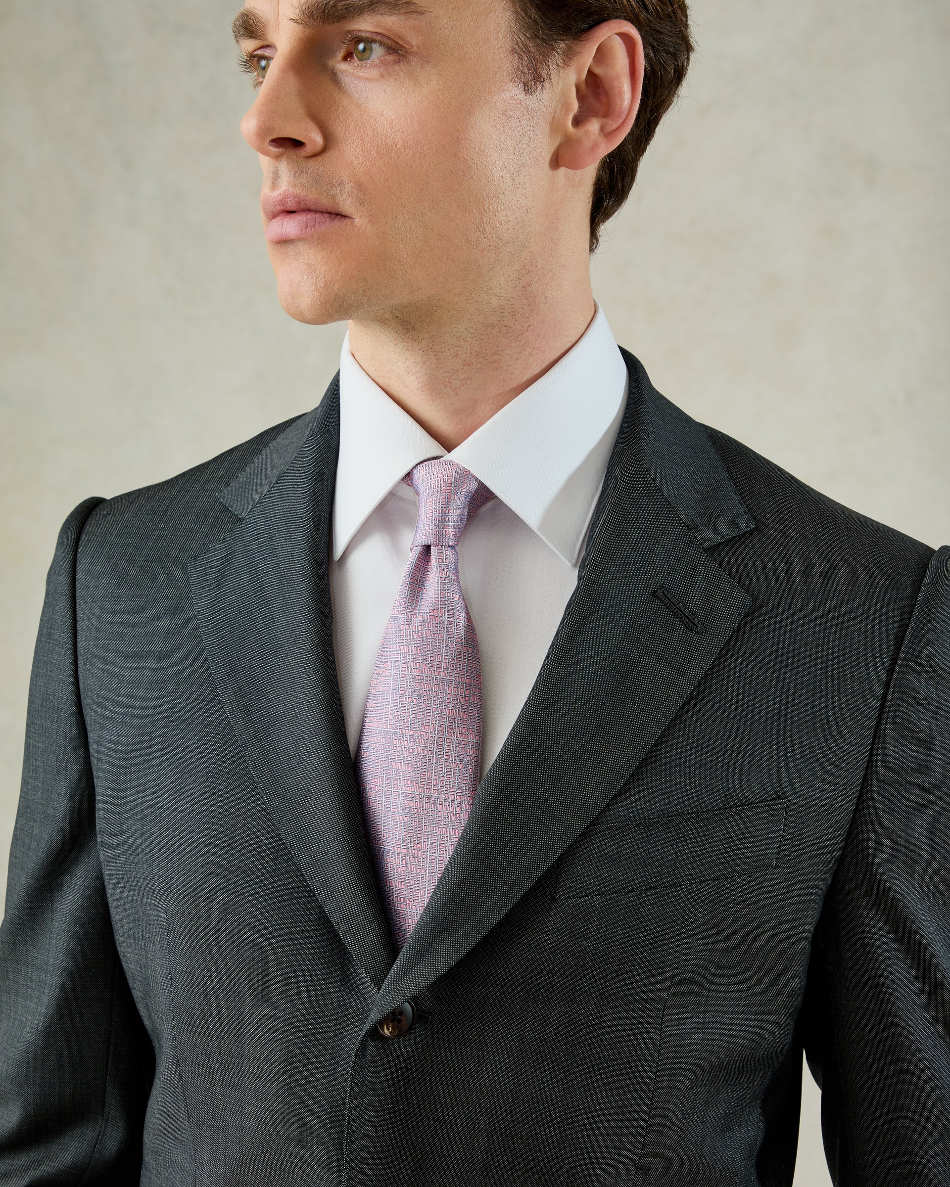 Watson Wool Pindot Suit Charcoal
