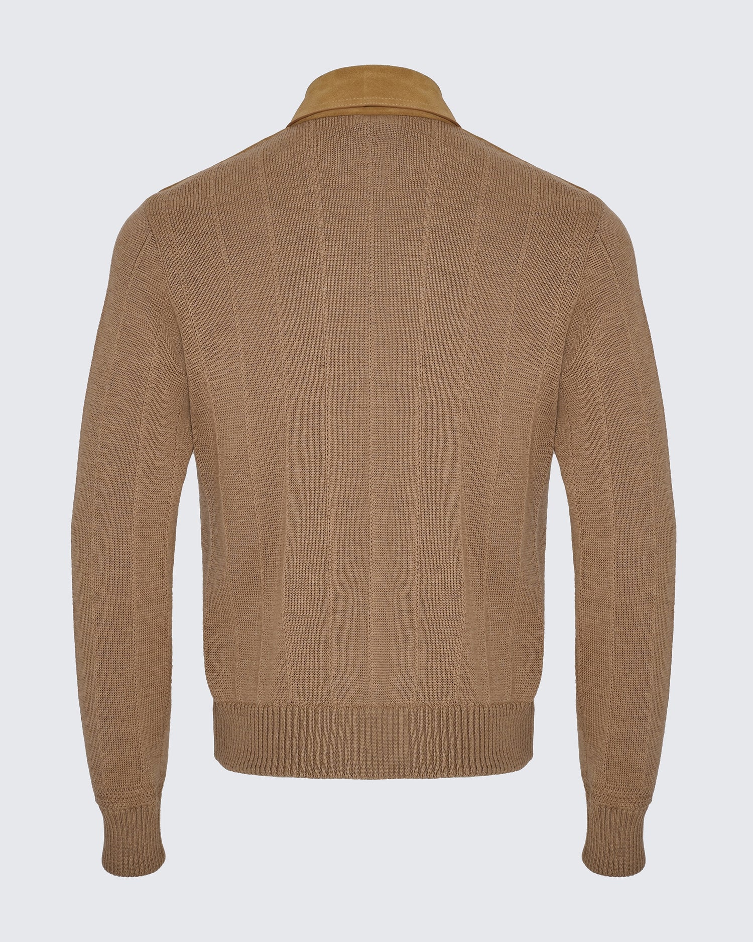 Alexander Knit and Suede Bomber Jacket Camel