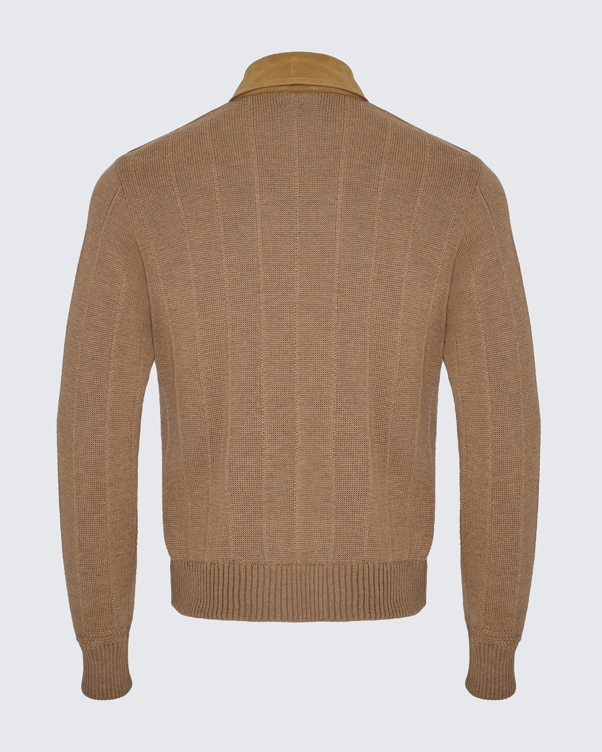 Alexander Knit and Suede Bomber Jacket Camel