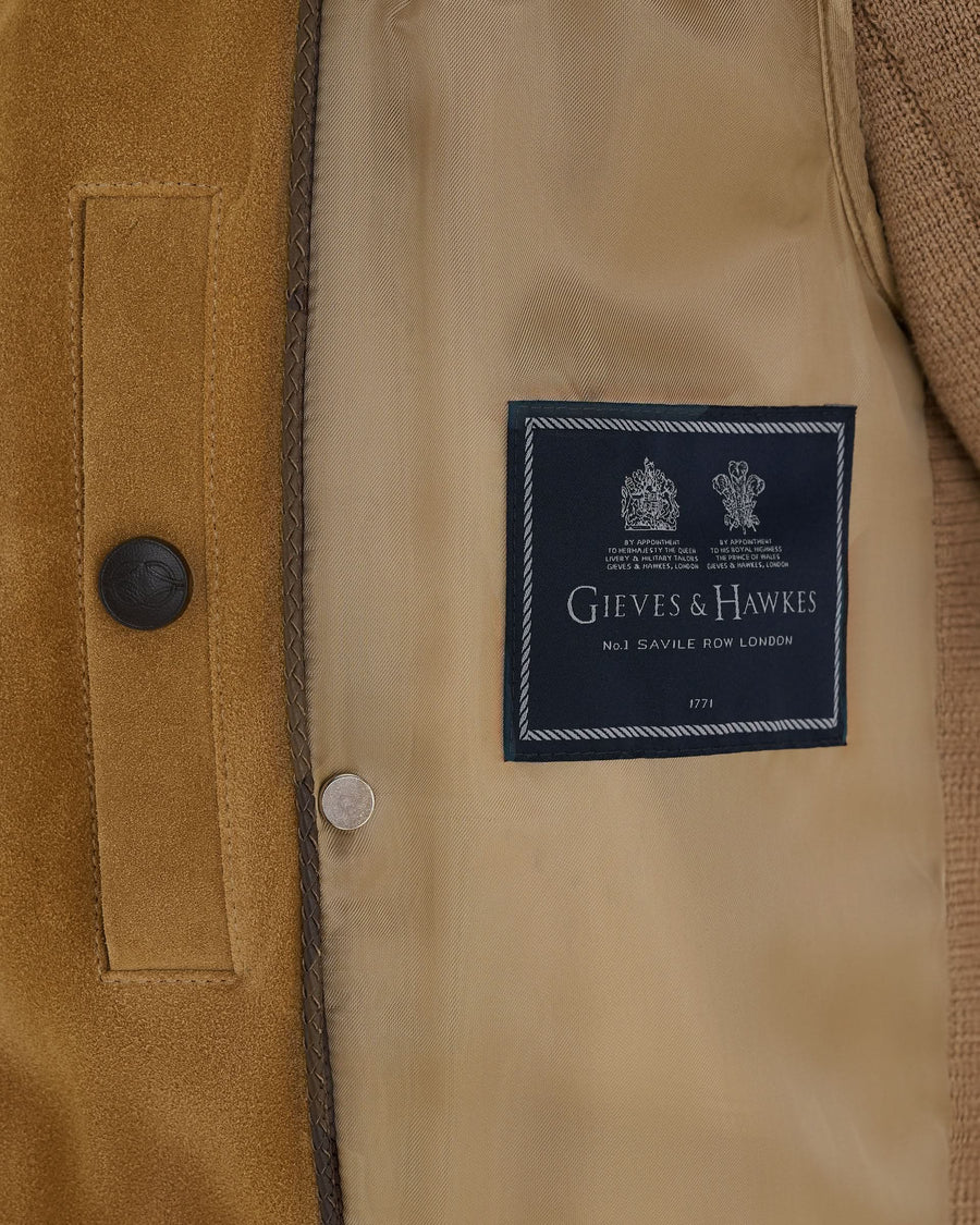 Alexander Knit and Suede Bomber Jacket Camel
