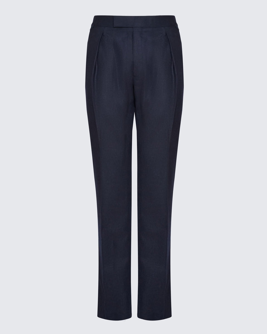 Anderson Wool Single Pleated Suit Pant Navy