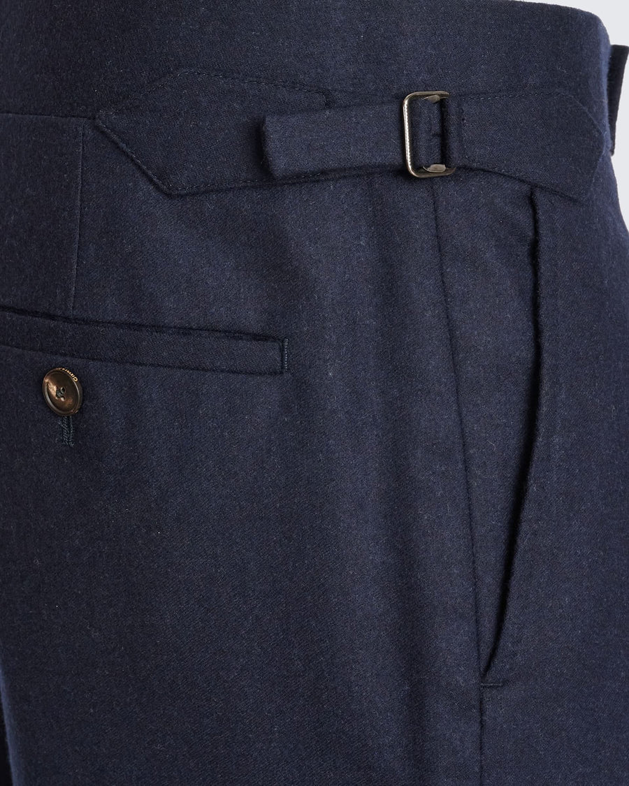 Anderson Wool Single Pleated Suit Pant Navy